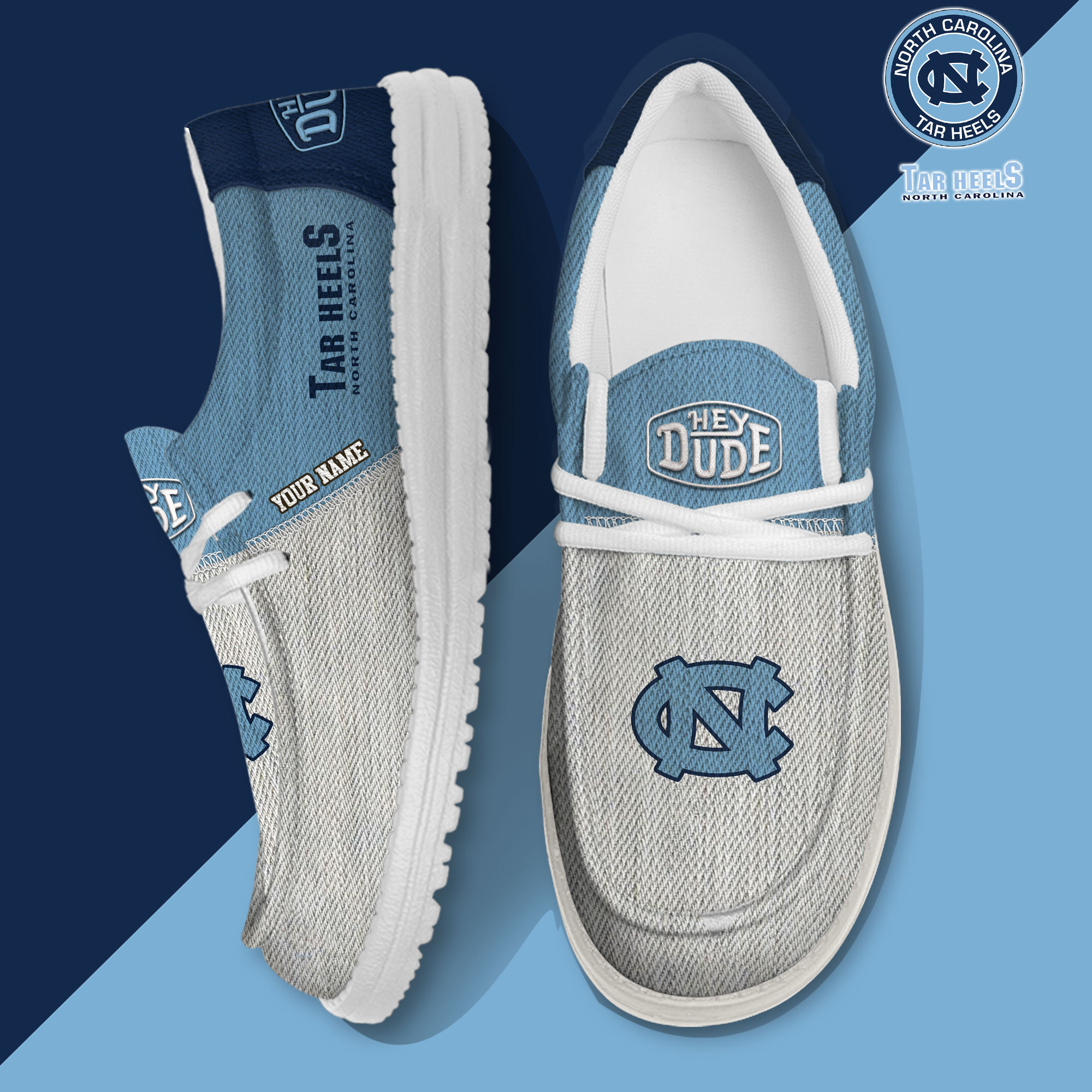 footwearelite north carolina tar heels custom name hey dude shoes 7lodt