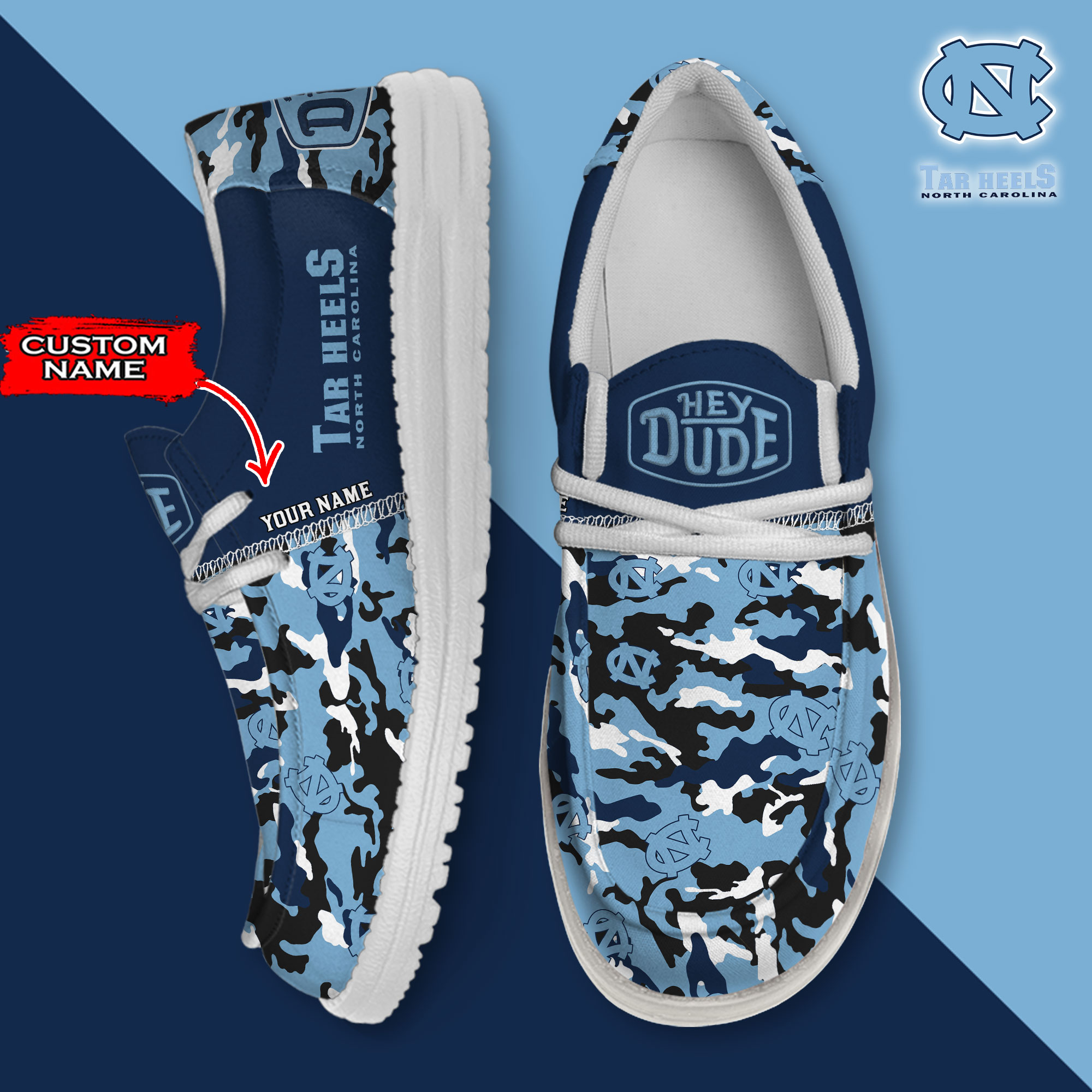 footwearelite north carolina tar heels custom name hey dude shoes bxlfd