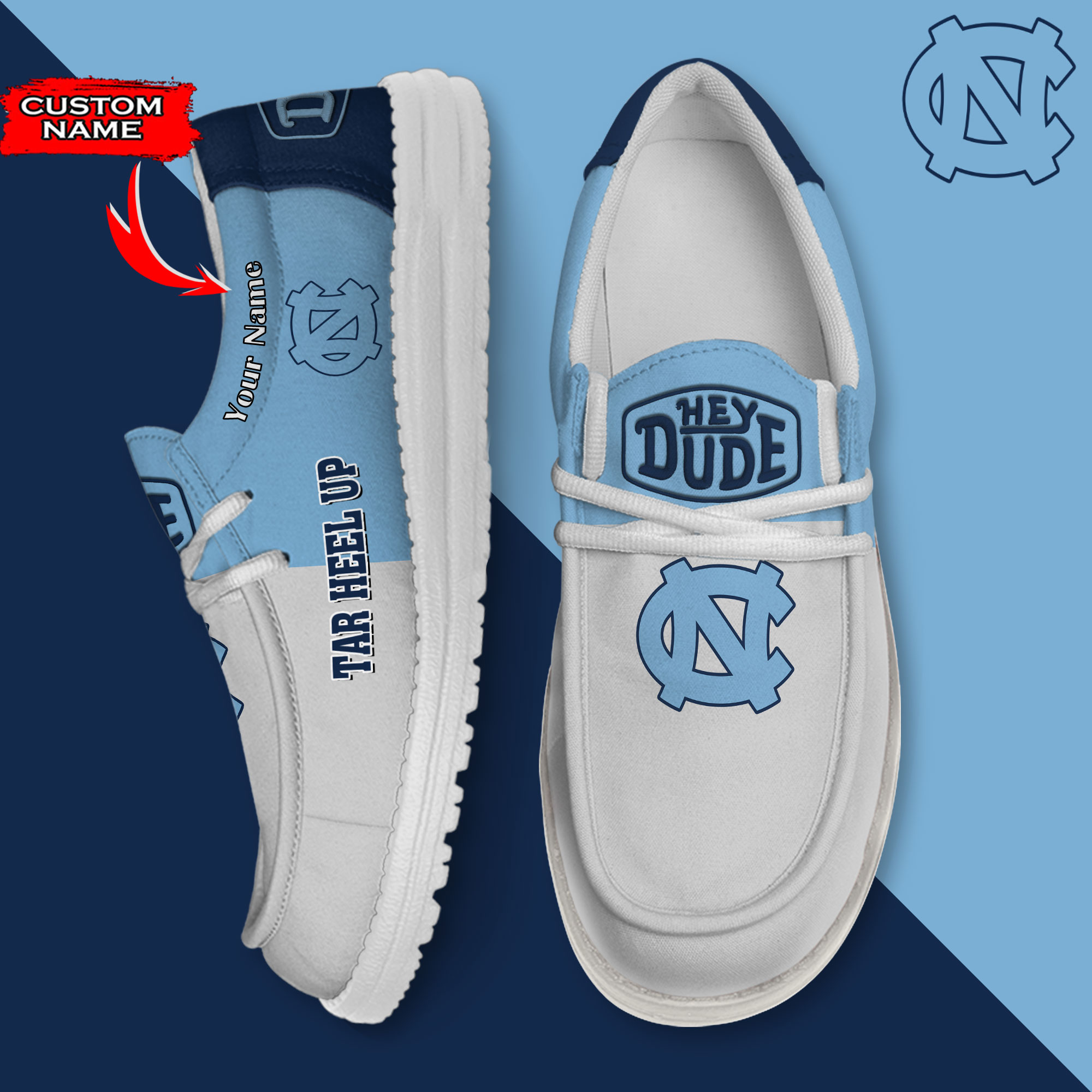 footwearelite north carolina tar heels custom name hey dude shoes igonn