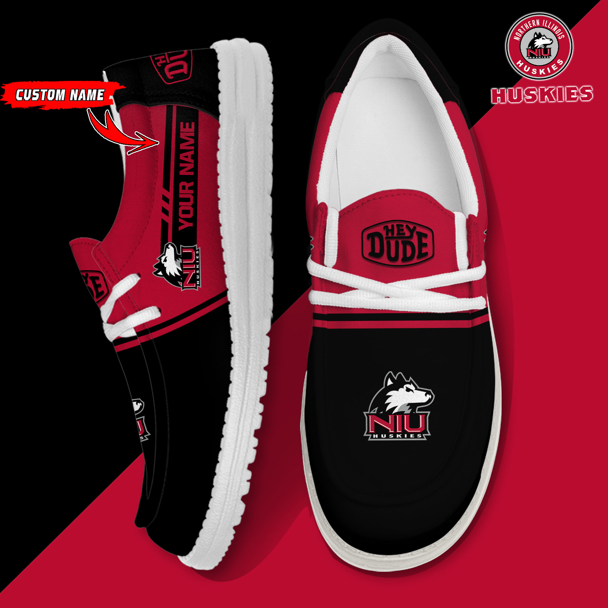 footwearelite northern illinois huskies custom name hey dude shoes fjucs