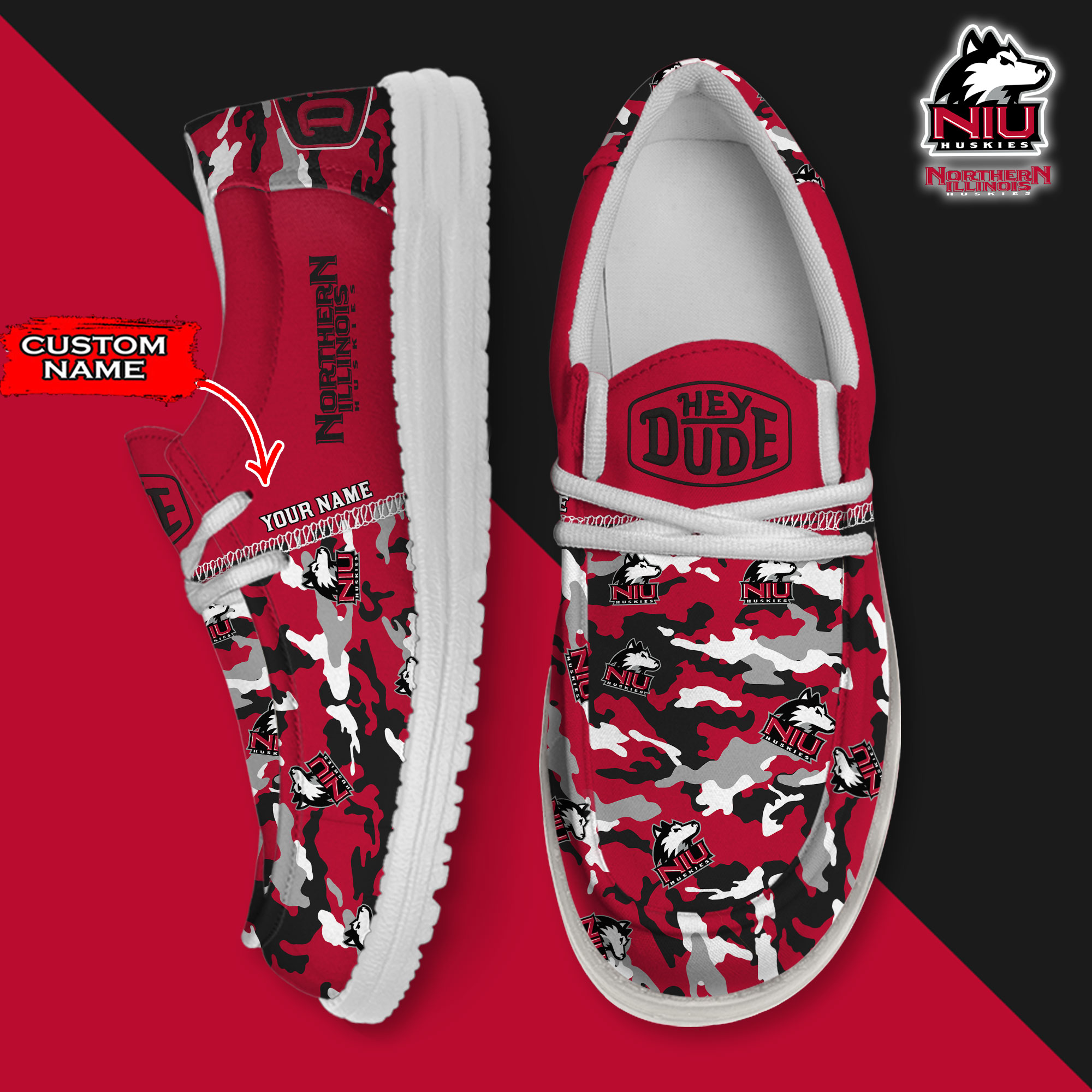 footwearelite northern illinois huskies custom name hey dude shoes ukw1l