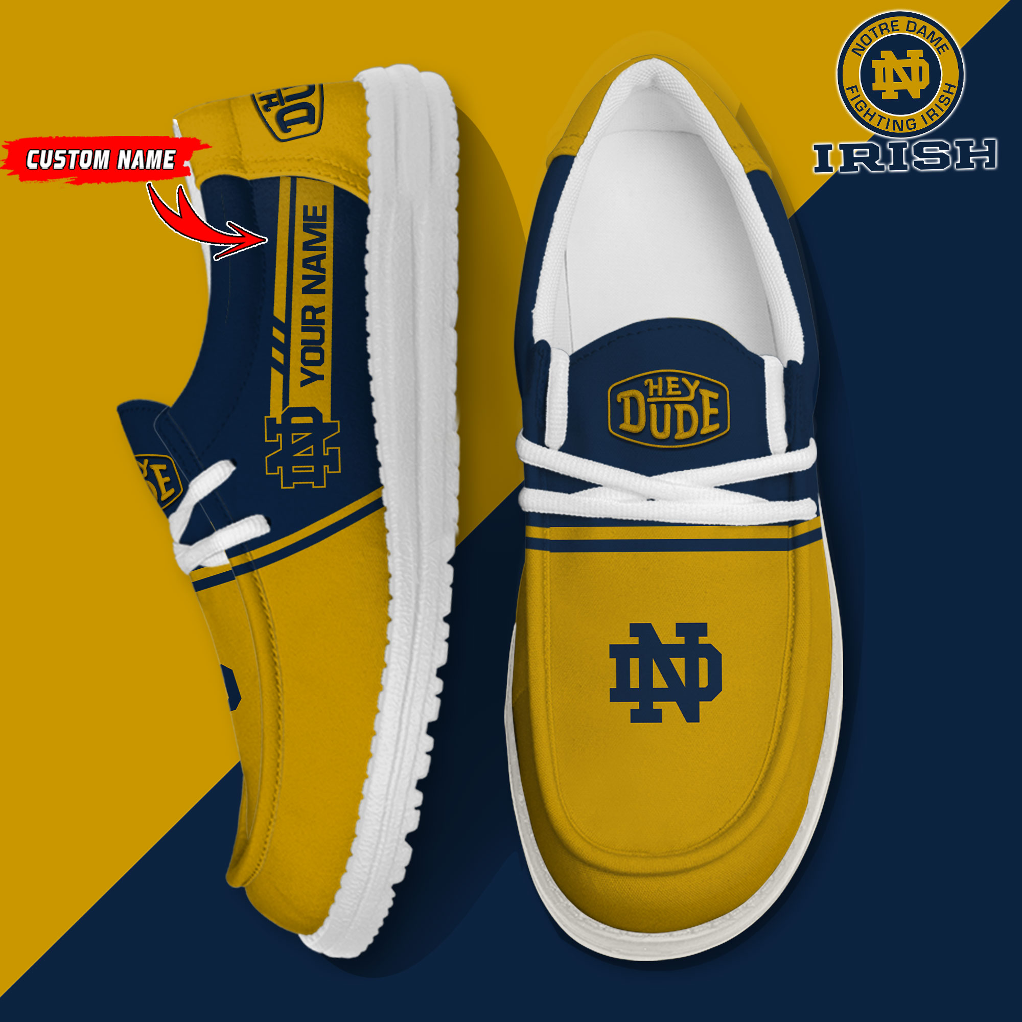 footwearelite notre dame fighting irish custom name hey dude shoes 8phrv