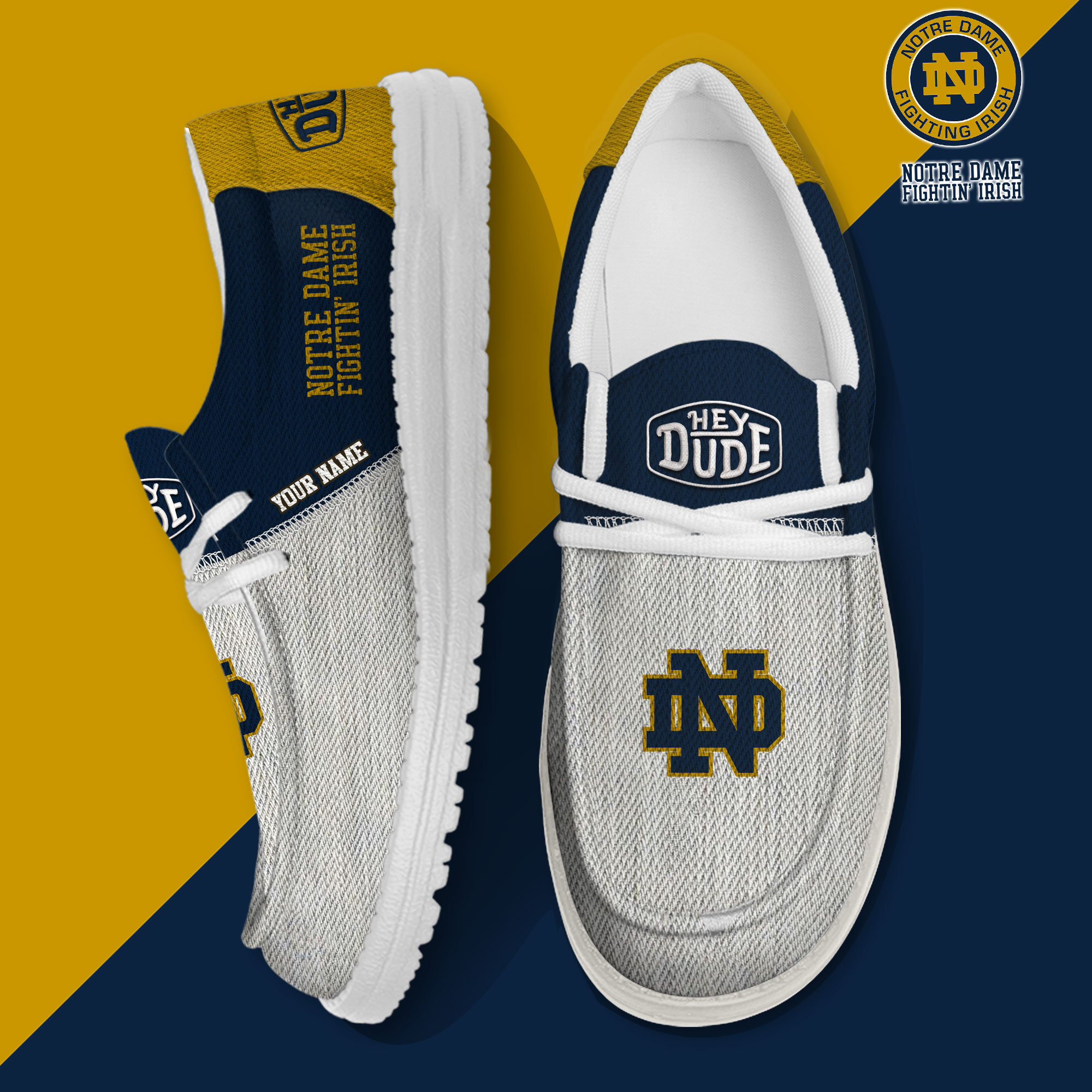 footwearelite notre dame fighting irish custom name hey dude shoes hkt1e