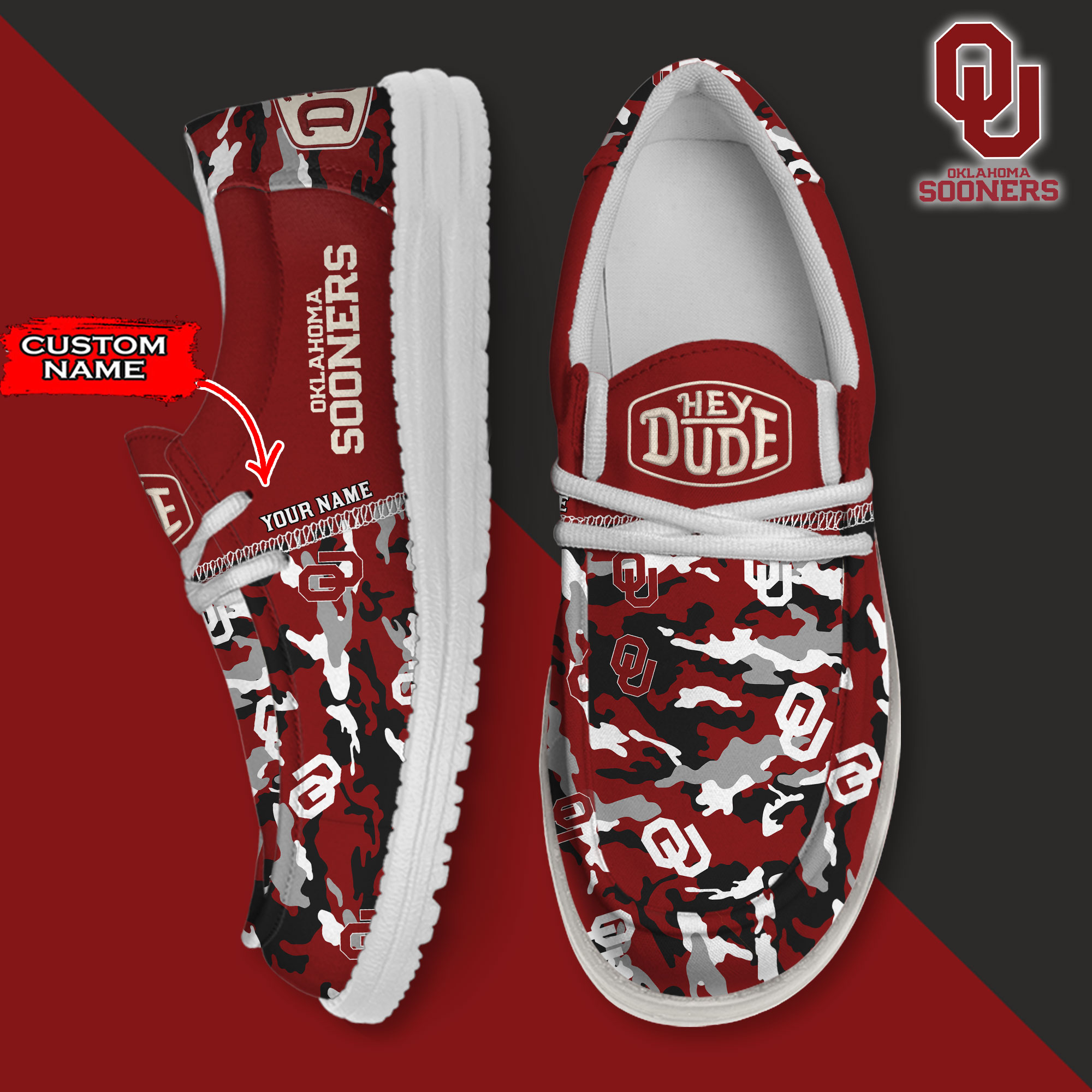 footwearelite oklahoma sooners custom name hey dude shoes mapqg