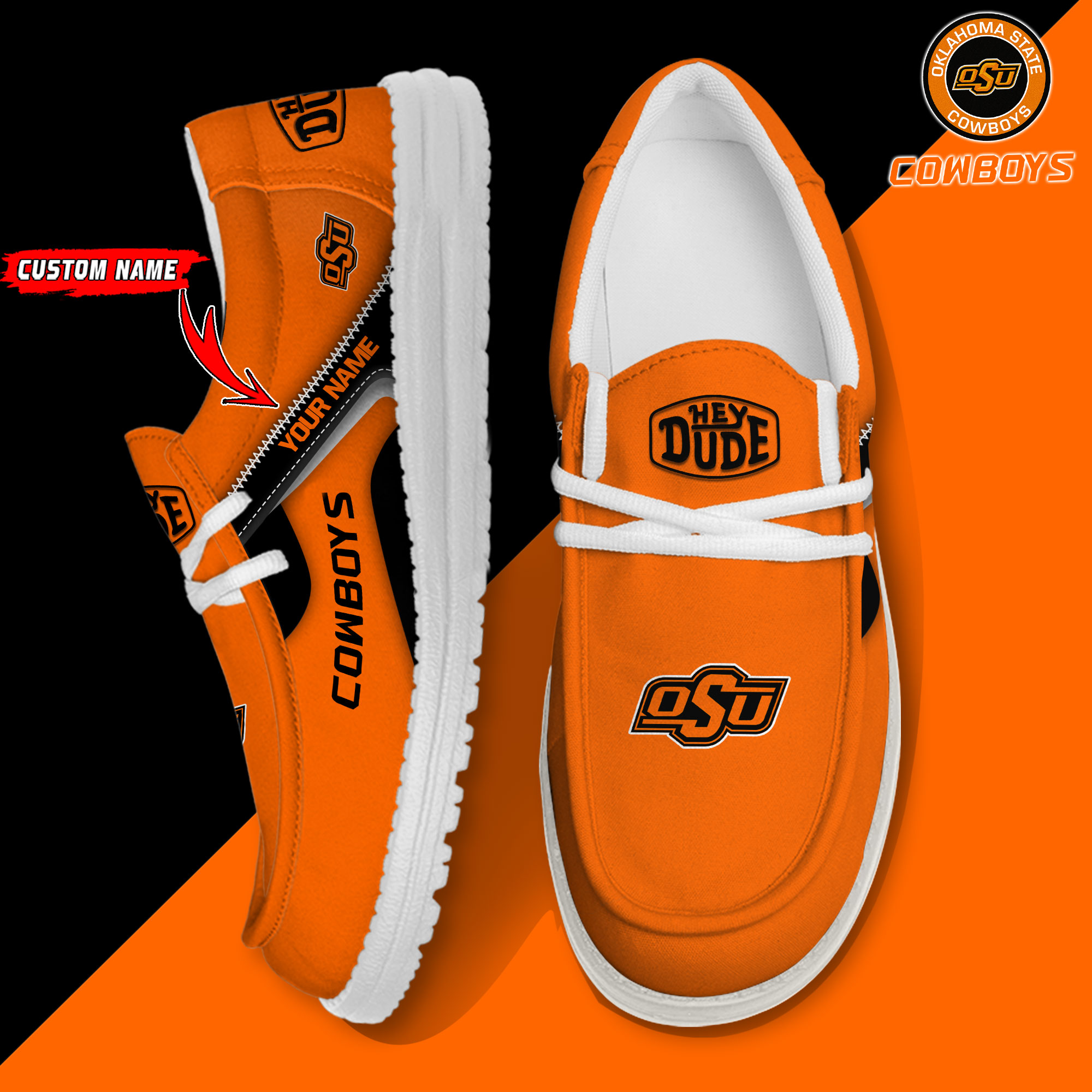 footwearelite oklahoma state cowboys custom name hey dude shoes hmwse