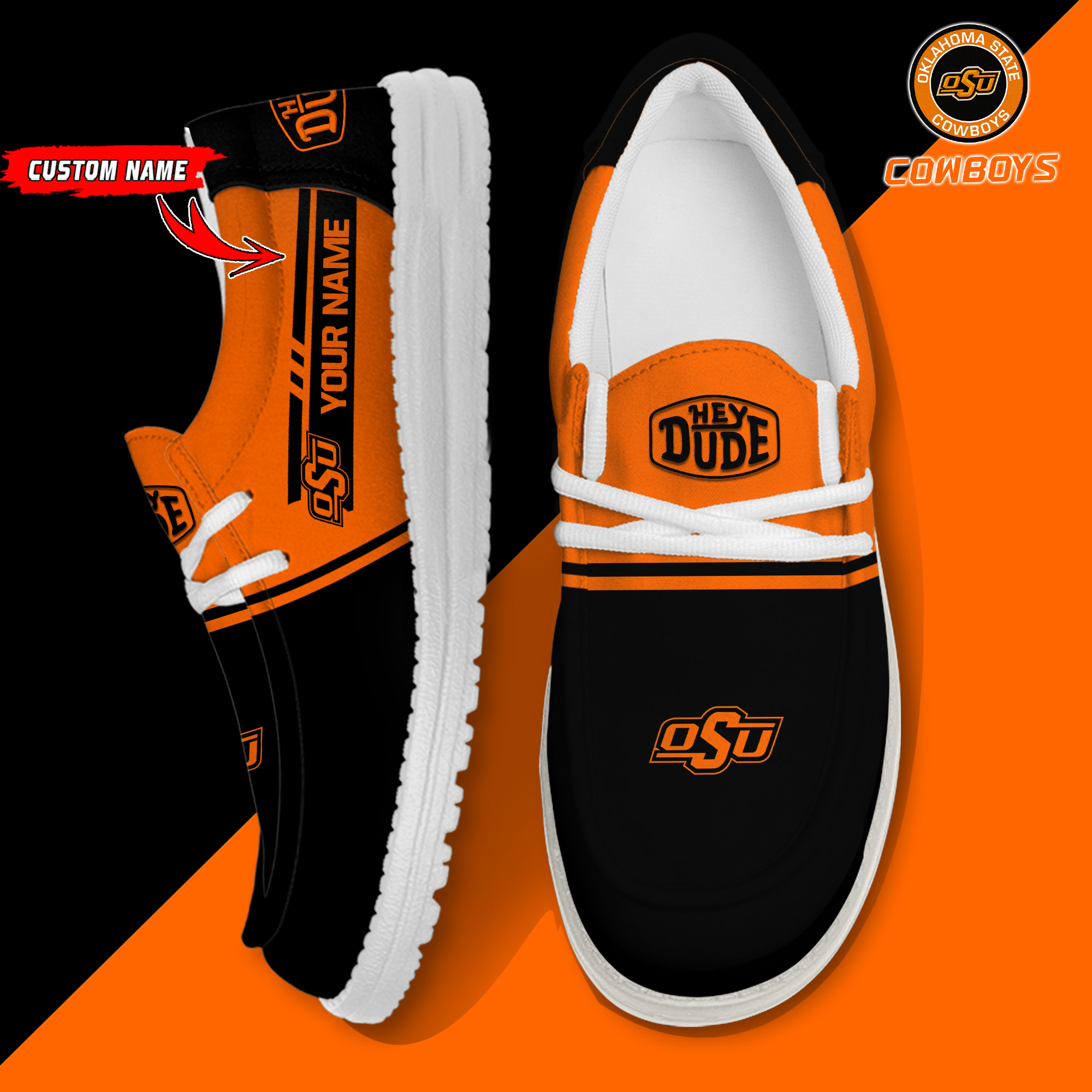 footwearelite oklahoma state cowboys custom name hey dude shoes k81rk