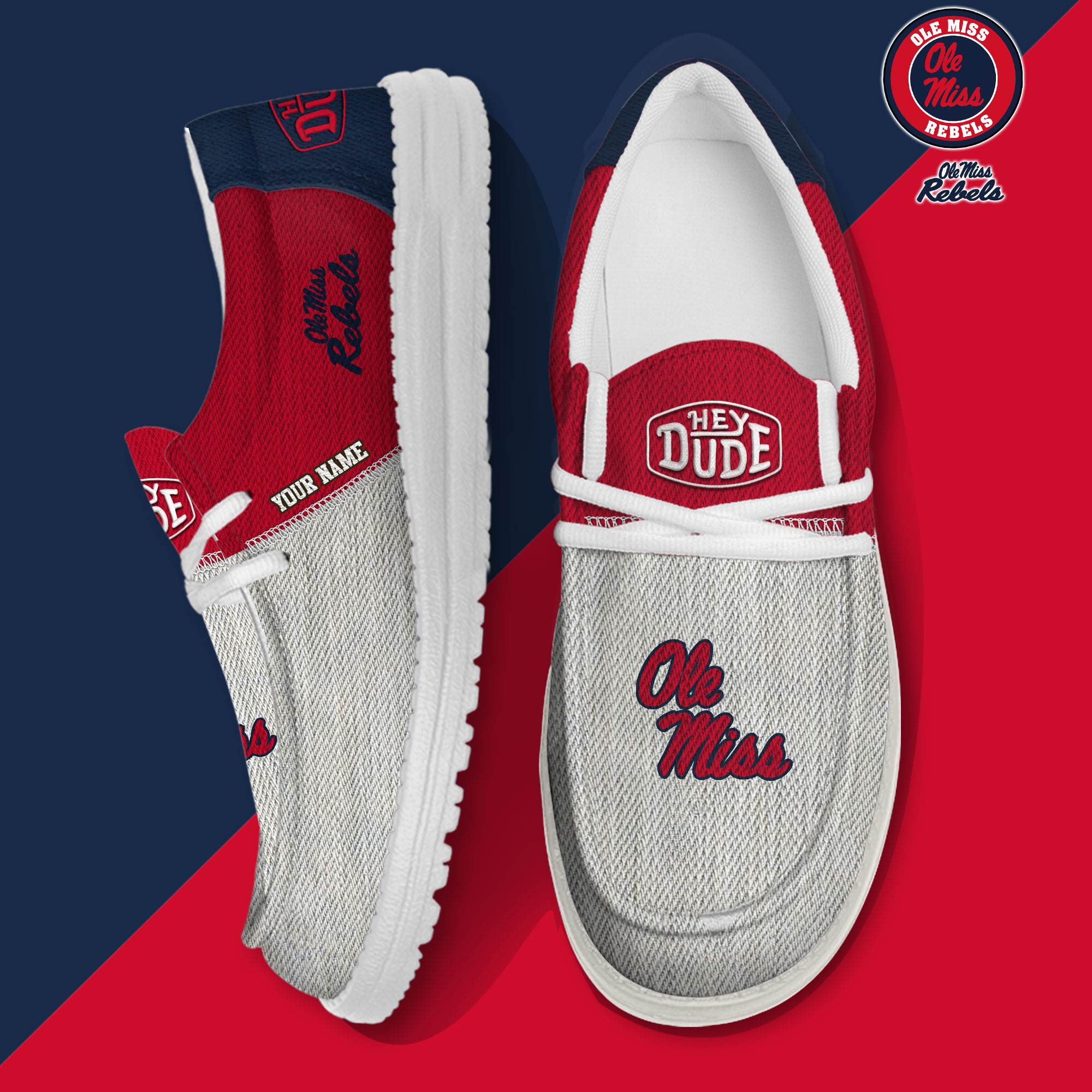 footwearelite ole miss rebels custom name hey dude shoes 1n2ym