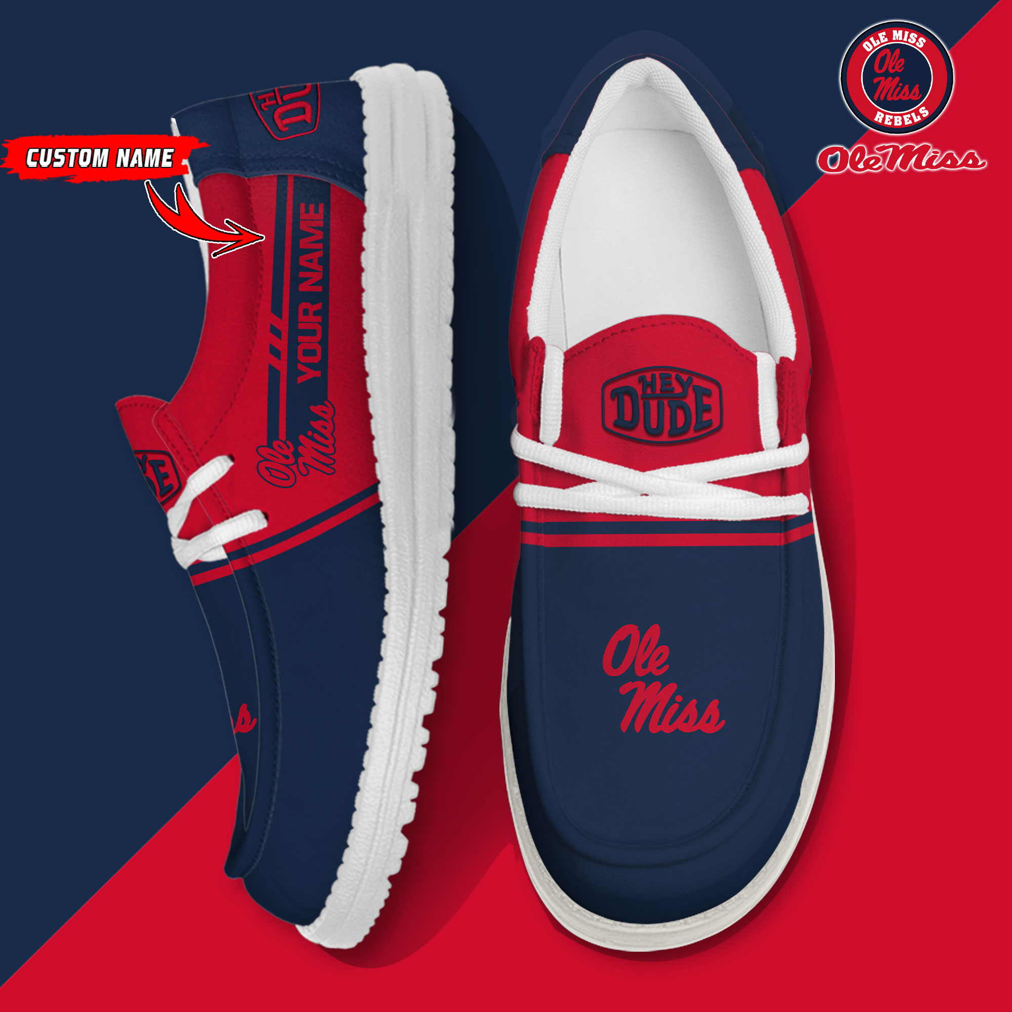 footwearelite ole miss rebels custom name hey dude shoes 1vxow