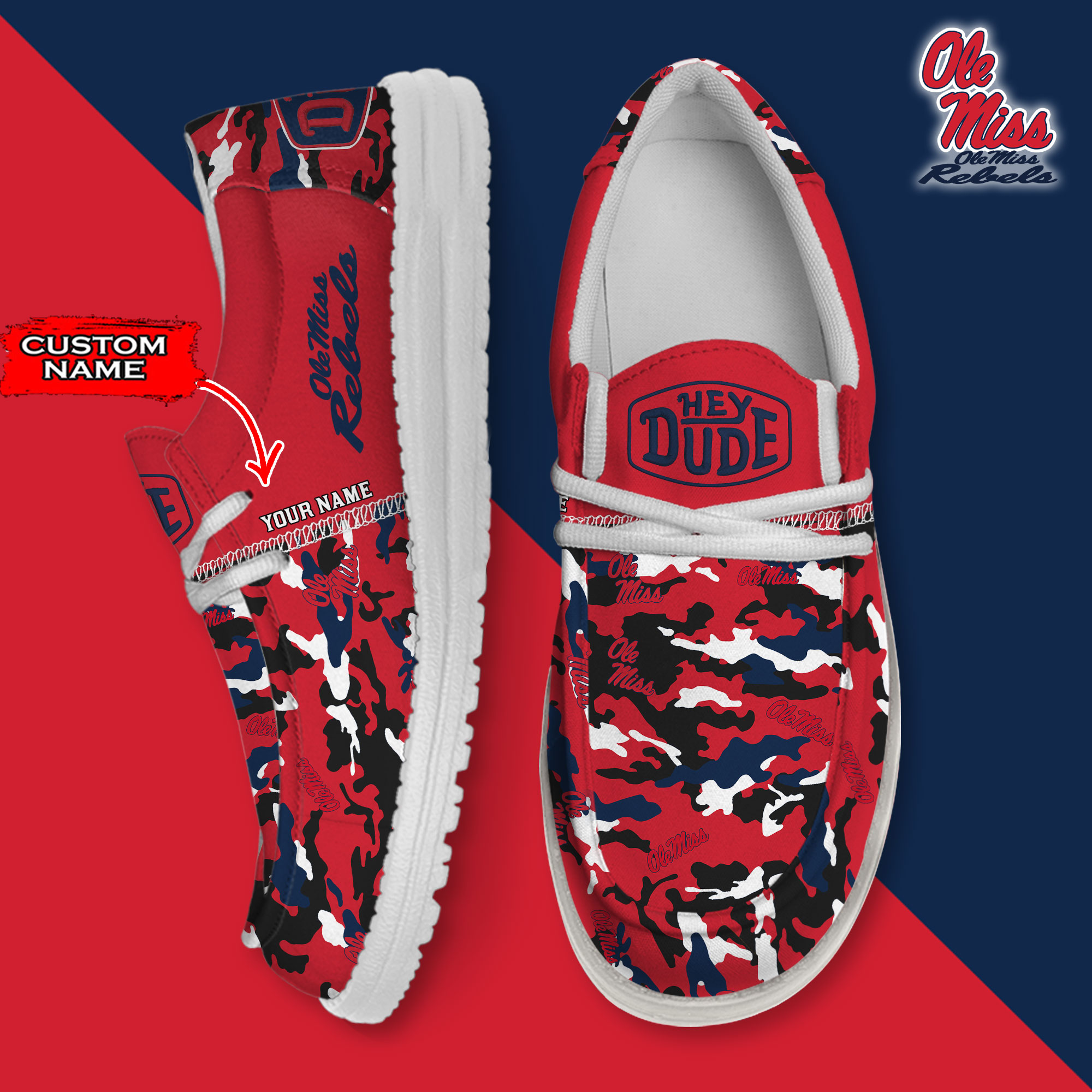 footwearelite ole miss rebels custom name hey dude shoes 3uw1h