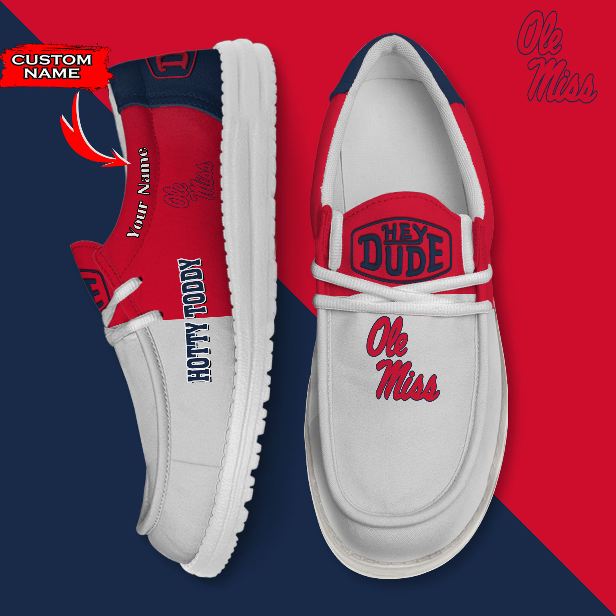 footwearelite ole miss rebels custom name hey dude shoes vrky8