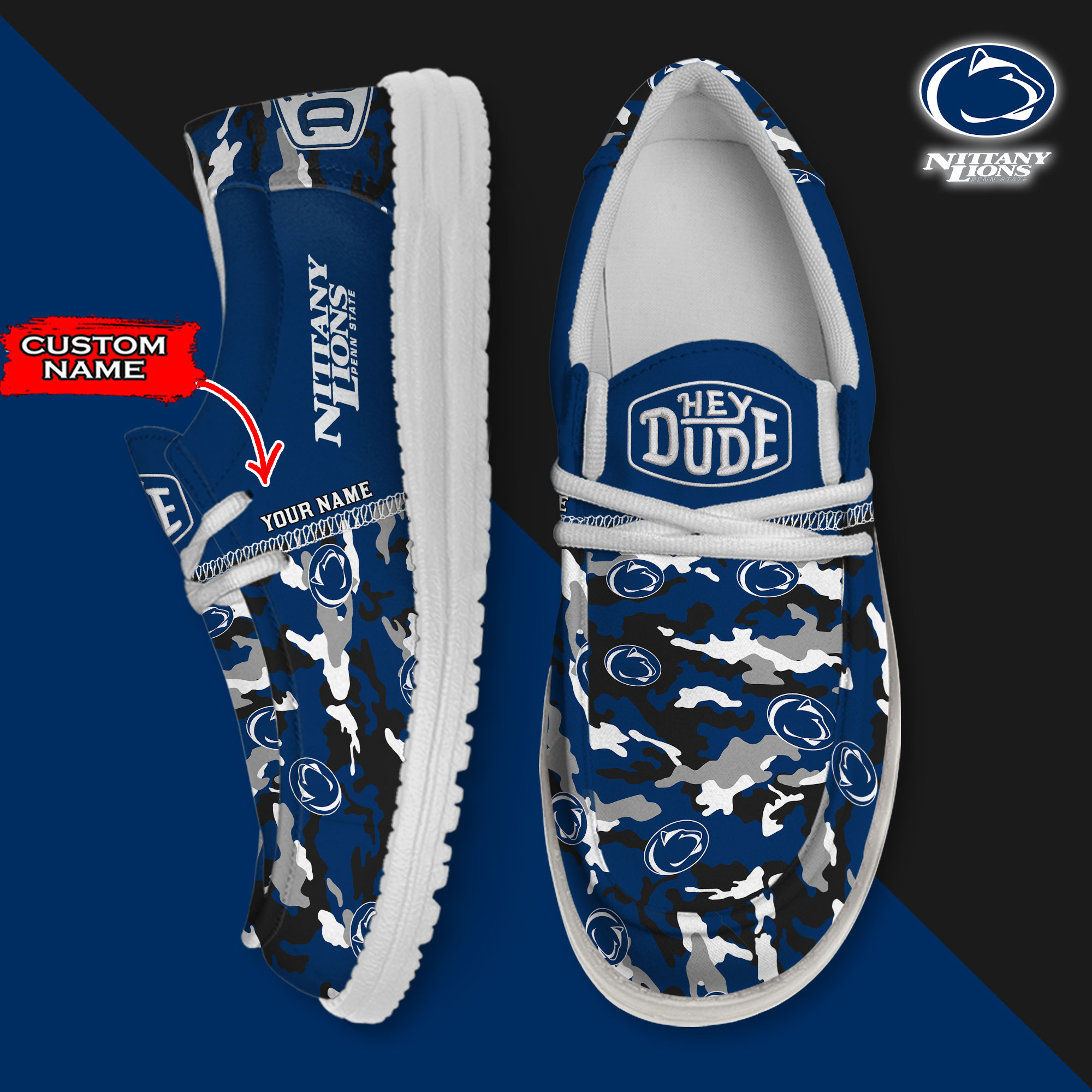 footwearelite penn state nittany lions custom name hey dude shoes gbzf1