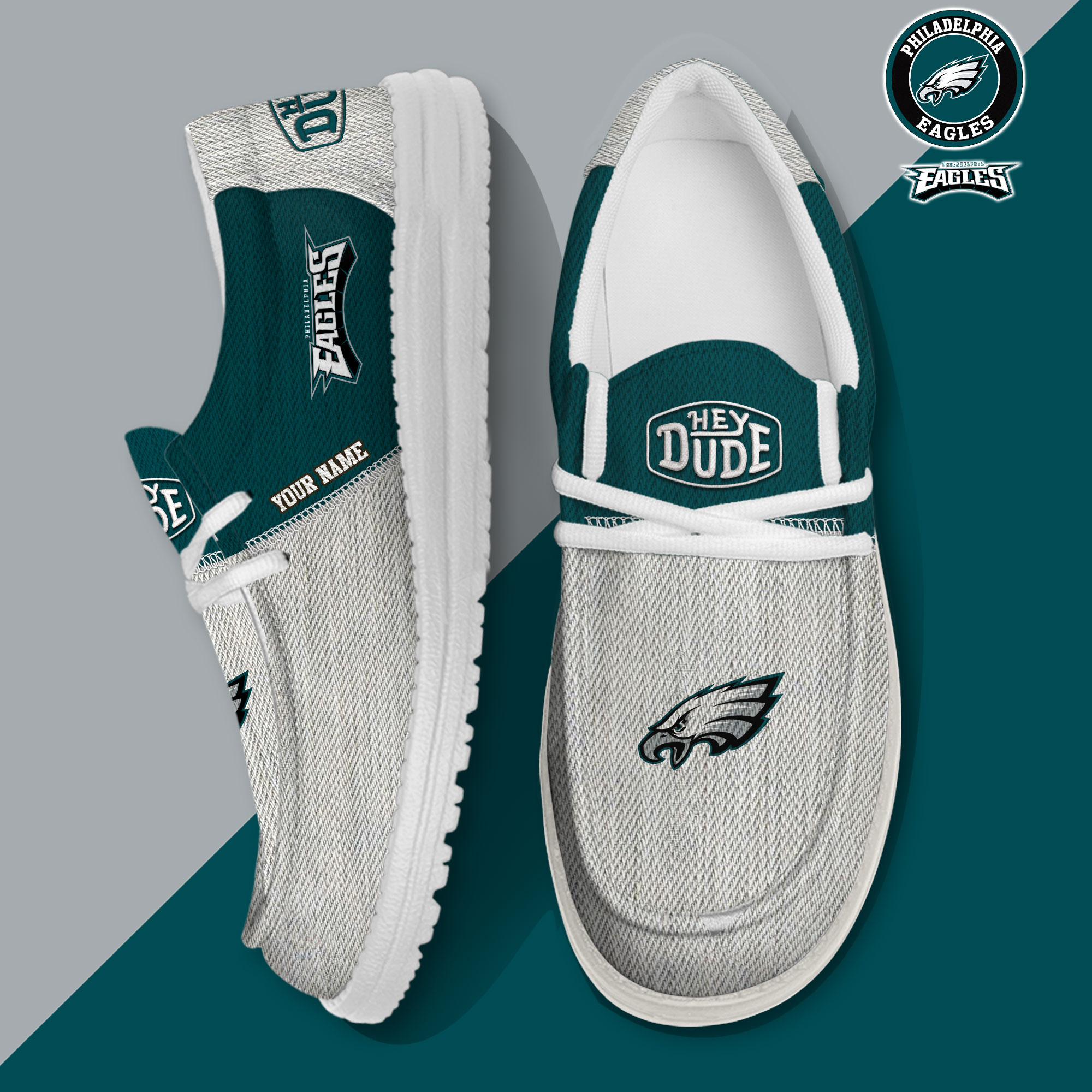 footwearelite philadelphia eagles custom name hey dude shoes bicto