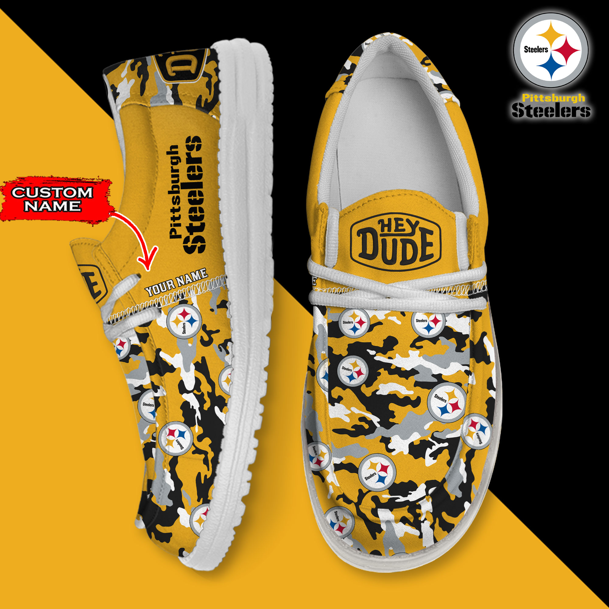 footwearelite pittsburgh steelers custom name hey dude shoes 7ynji