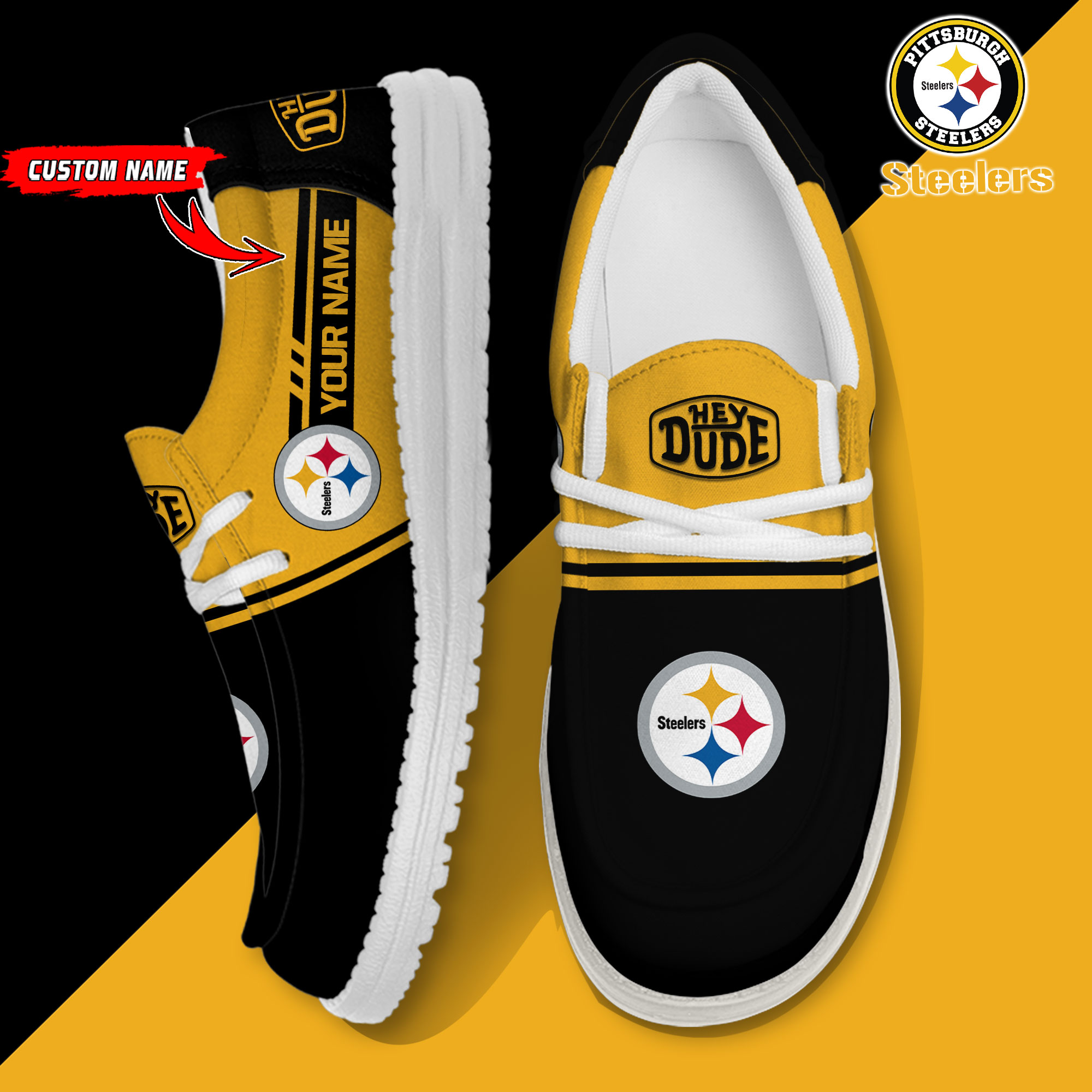 footwearelite pittsburgh steelers custom name hey dude shoes bkqmv