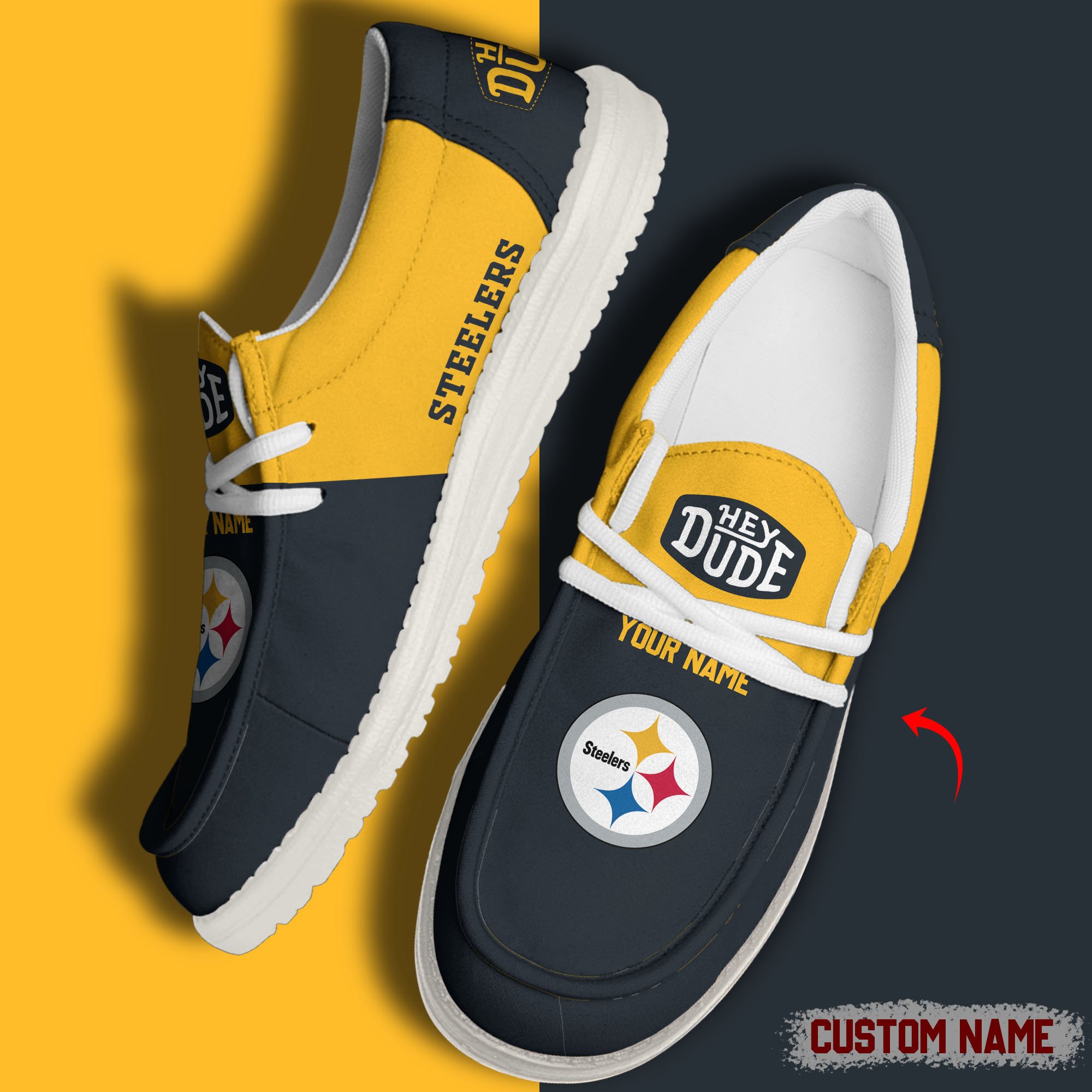 footwearelite pittsburgh steelers custom name hey dude shoes lji5q