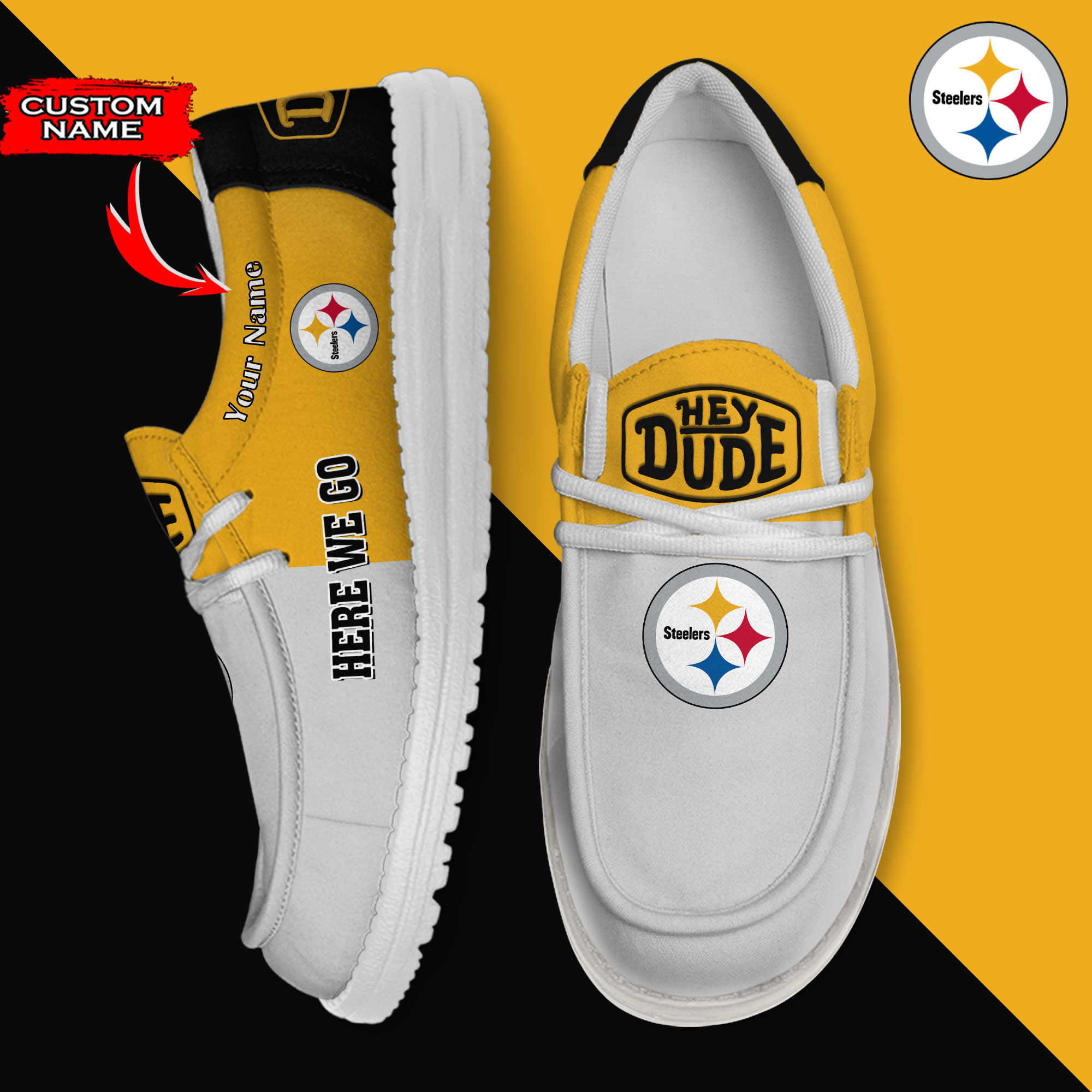 footwearelite pittsburgh steelers custom name hey dude shoes llts9