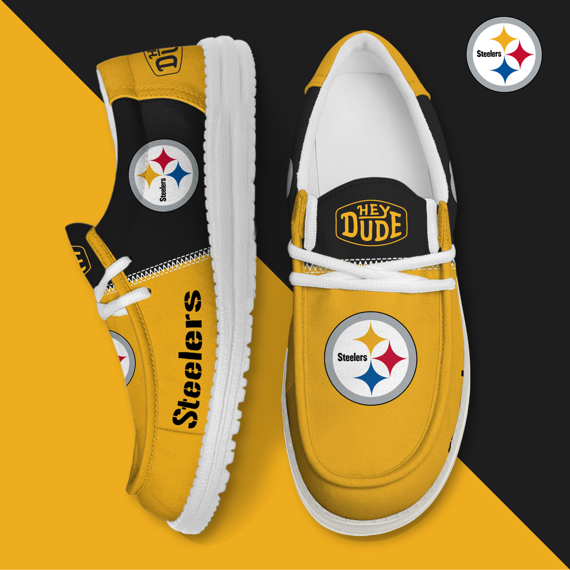 footwearelite pittsburgh steelers custom name hey dude shoes y22hn