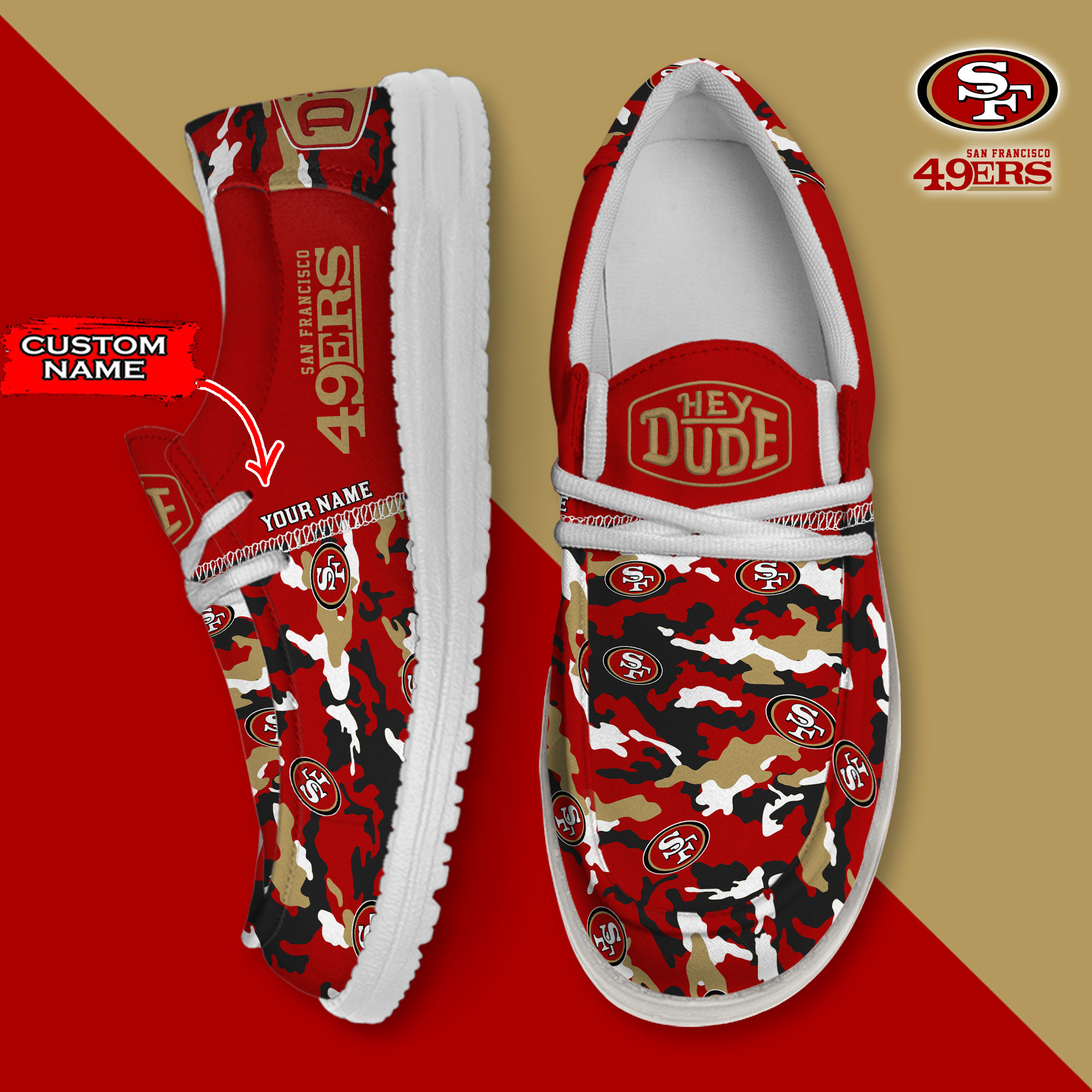 footwearelite san francisco 49ers custom name hey dude shoes 3u1ak