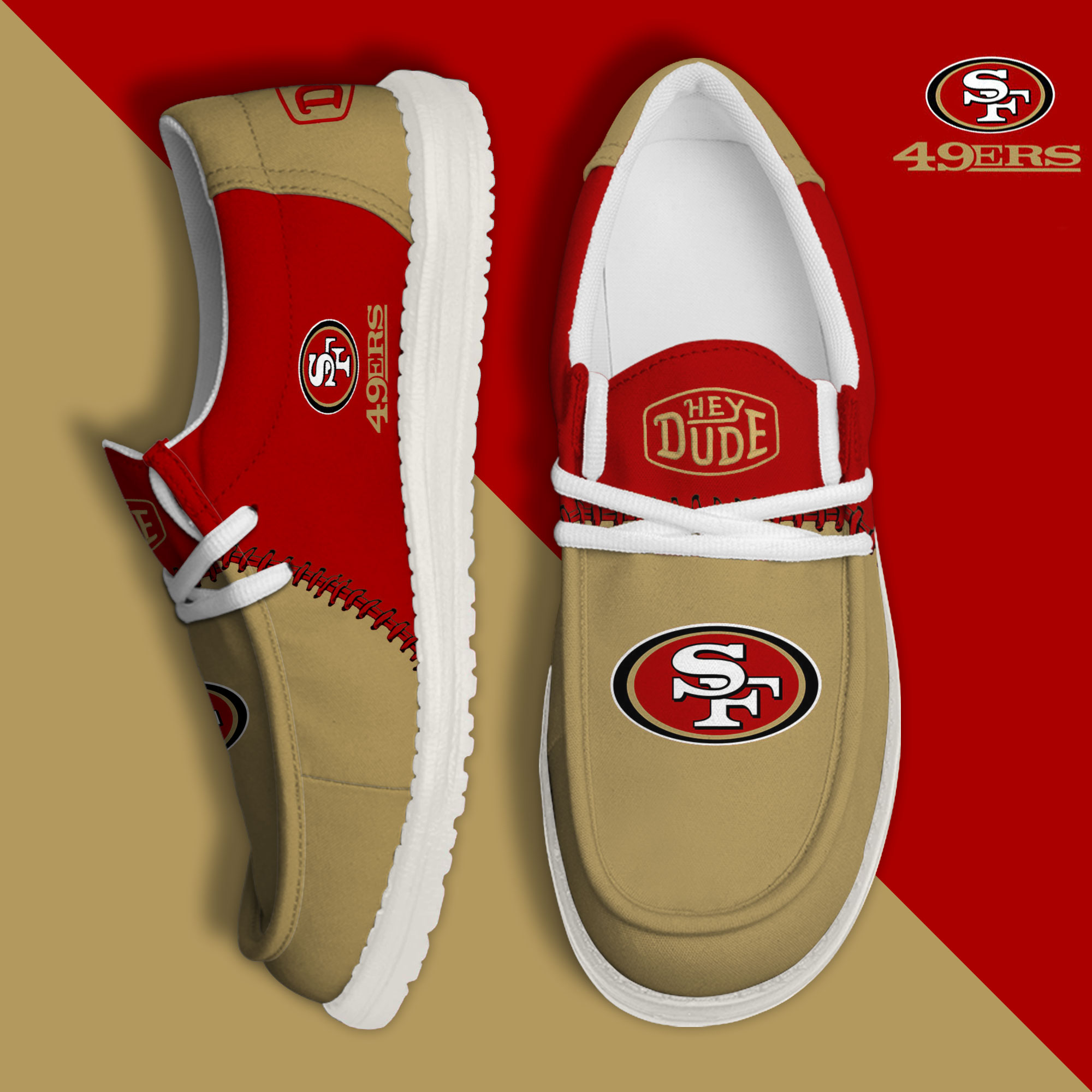 footwearelite san francisco 49ers custom name hey dude shoes hs6d3