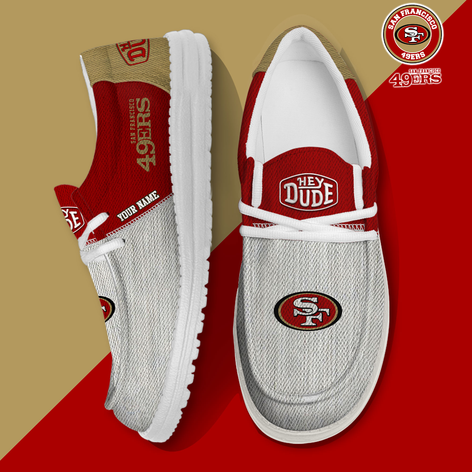 footwearelite san francisco 49ers custom name hey dude shoes khoas