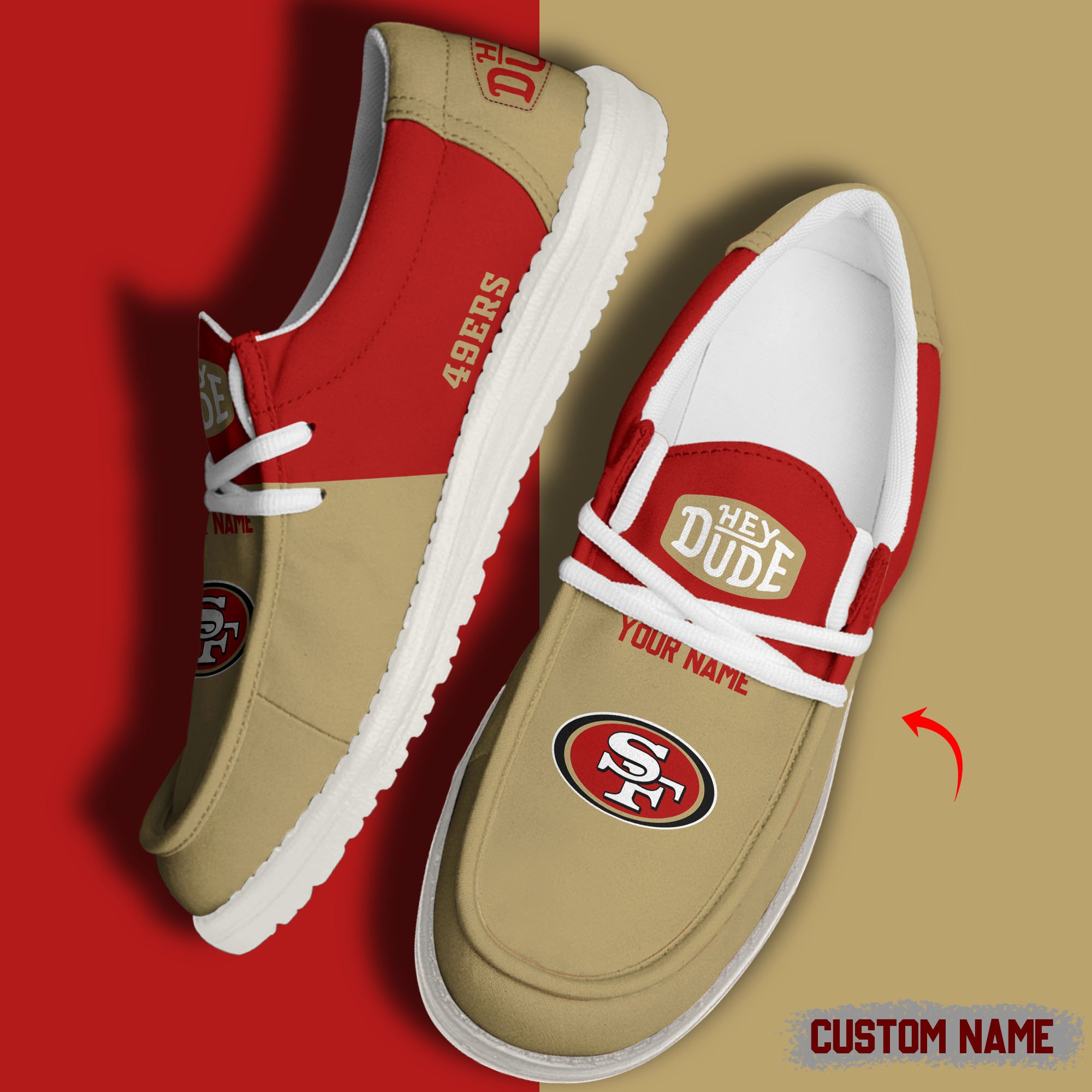 footwearelite san francisco 49ers custom name hey dude shoes ru39i