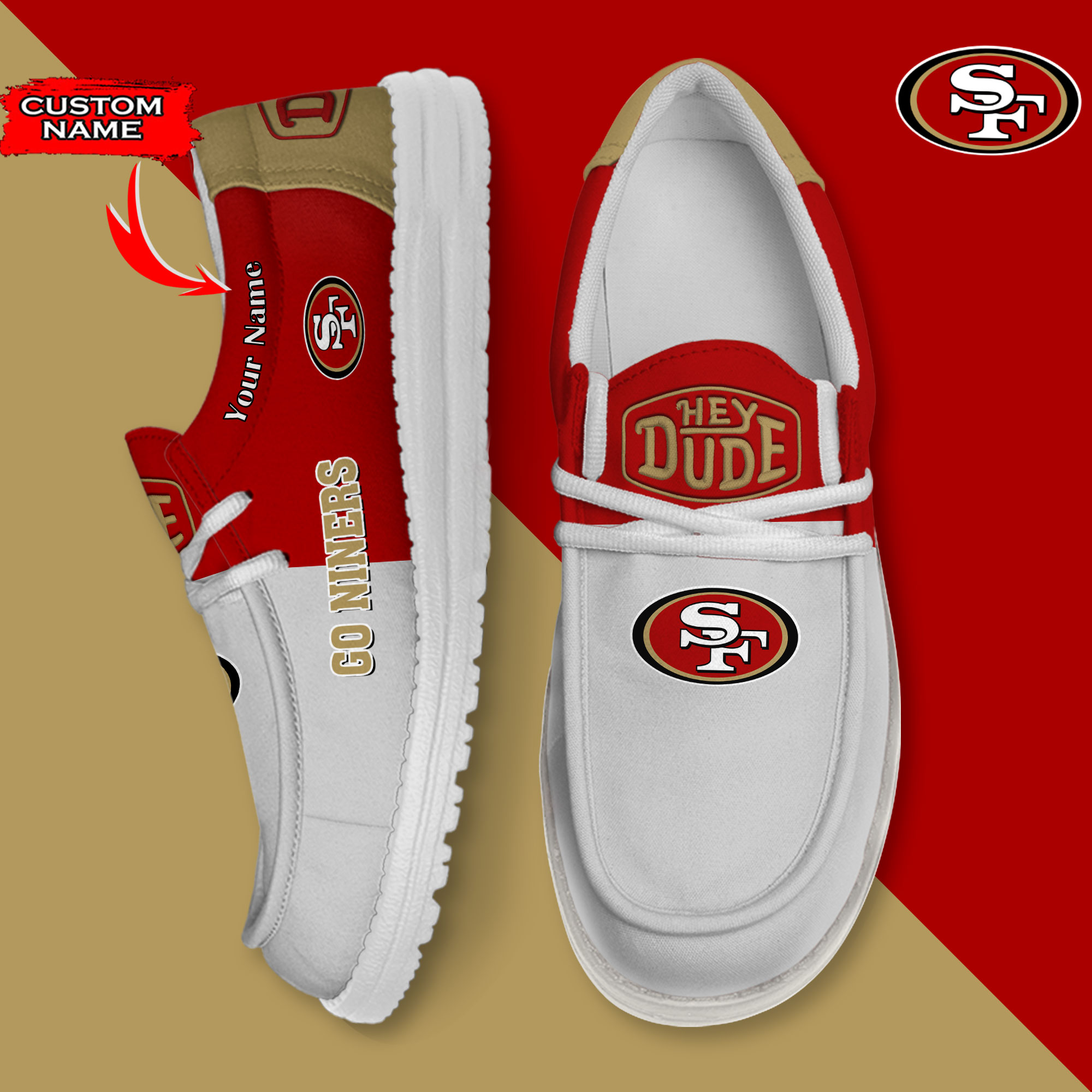 footwearelite san francisco 49ers custom name hey dude shoes zplfk