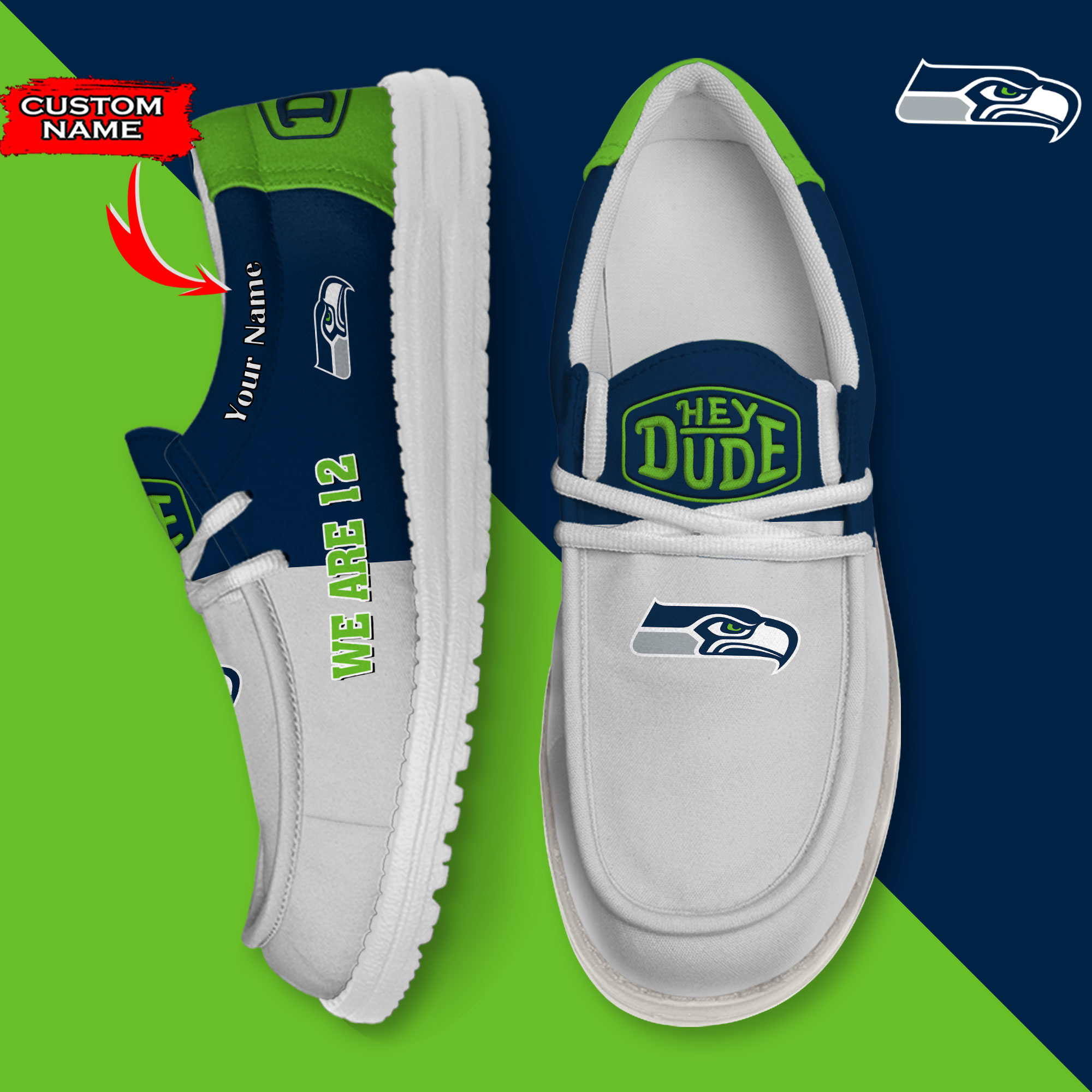 footwearelite seattle seahawks custom name hey dude shoes kznak