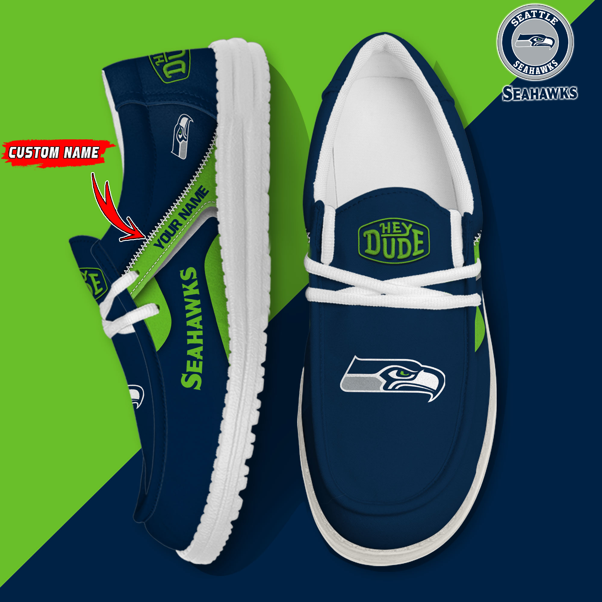 footwearelite seattle seahawks custom name hey dude shoes pflfe