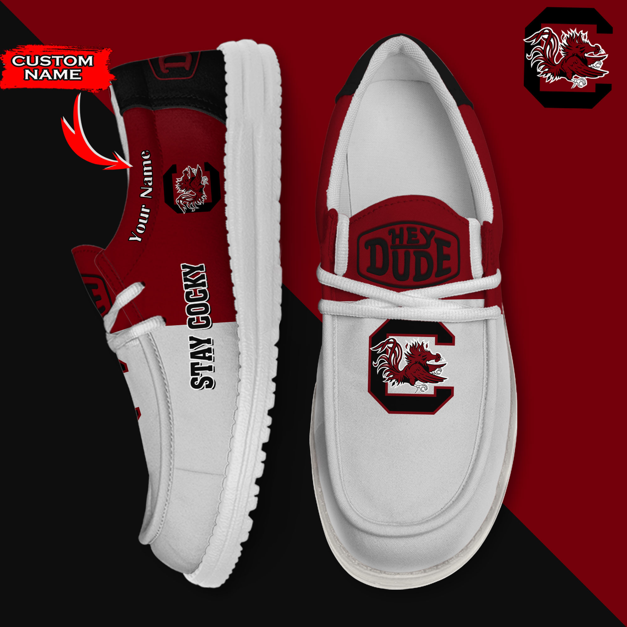 footwearelite south carolina gamecocks custom name hey dude shoes dih1i