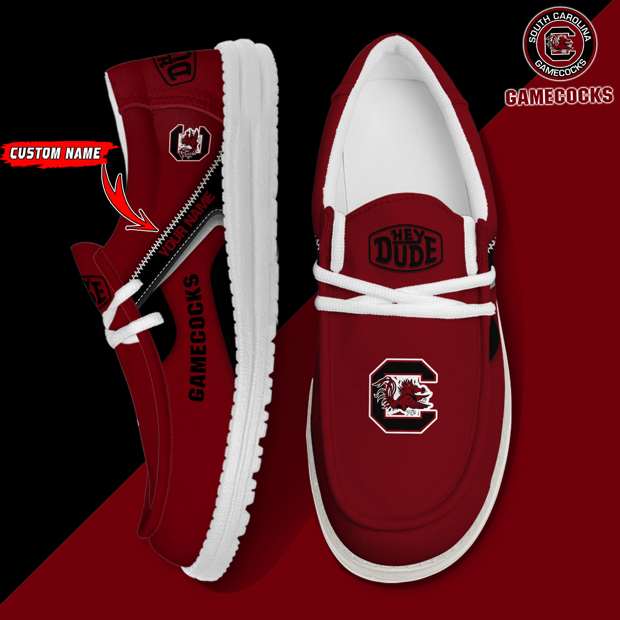 footwearelite south carolina gamecocks custom name hey dude shoes j2mc9