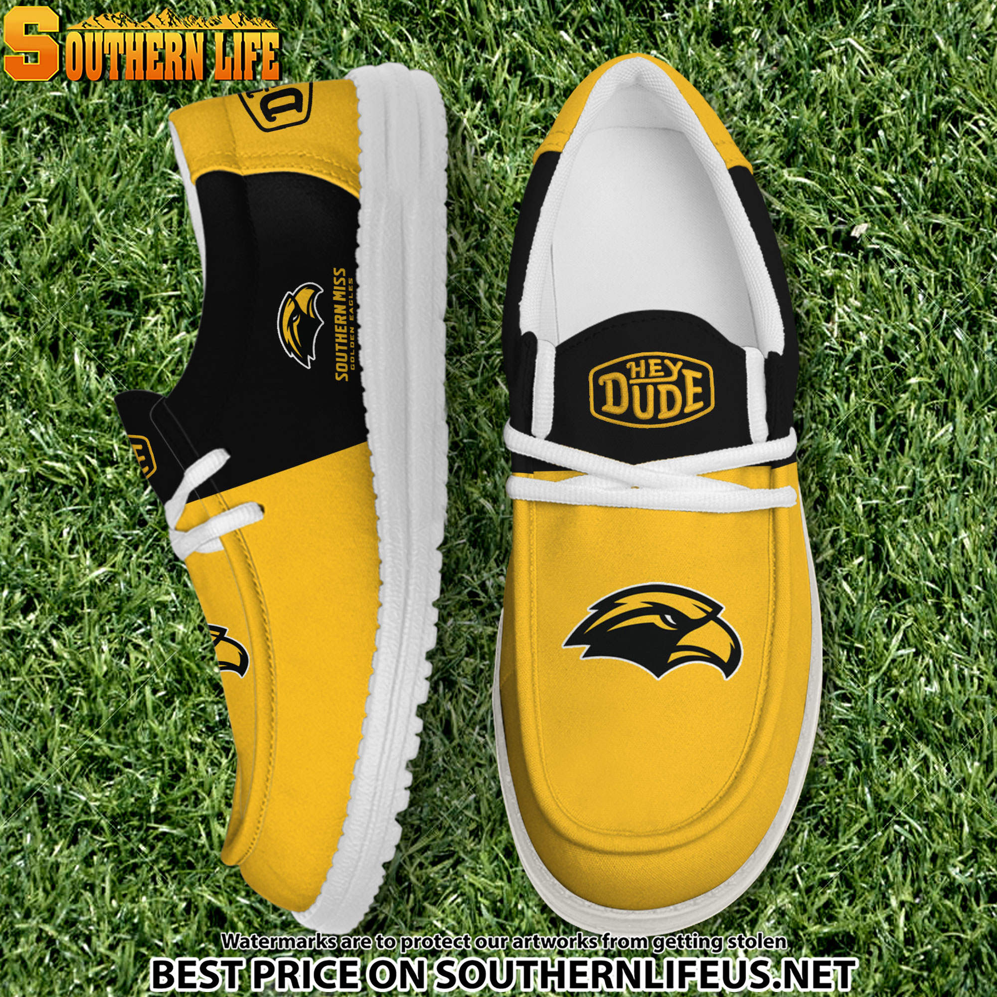 footwearelite southern miss golden eagles custom name hey dude shoes unacq