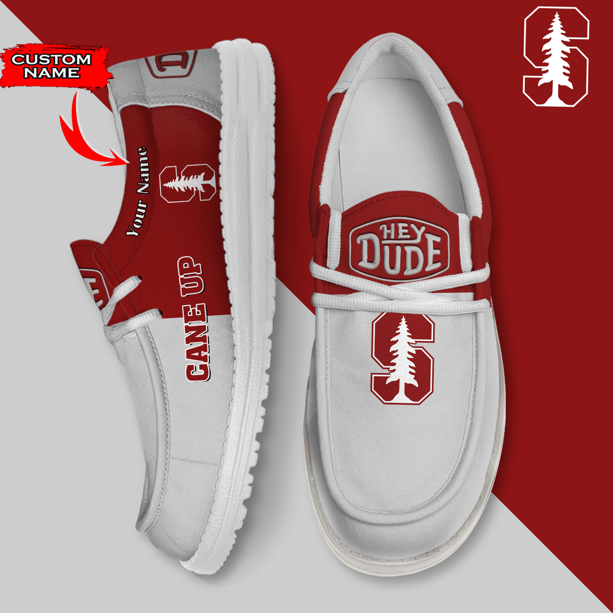 footwearelite stanford cardinal custom name hey dude shoes wujkn