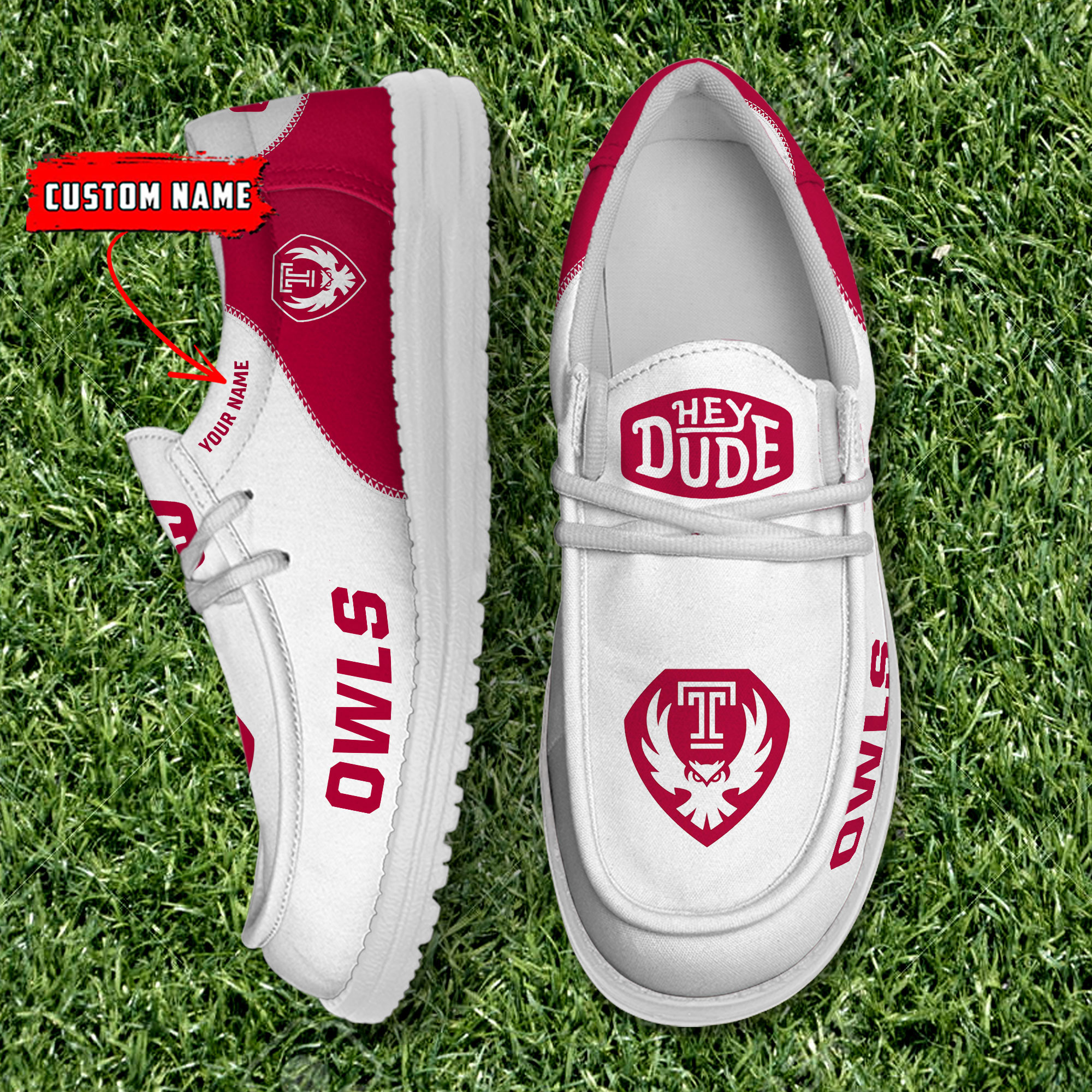 footwearelite temple owls custom name hey dude shoes ubsad