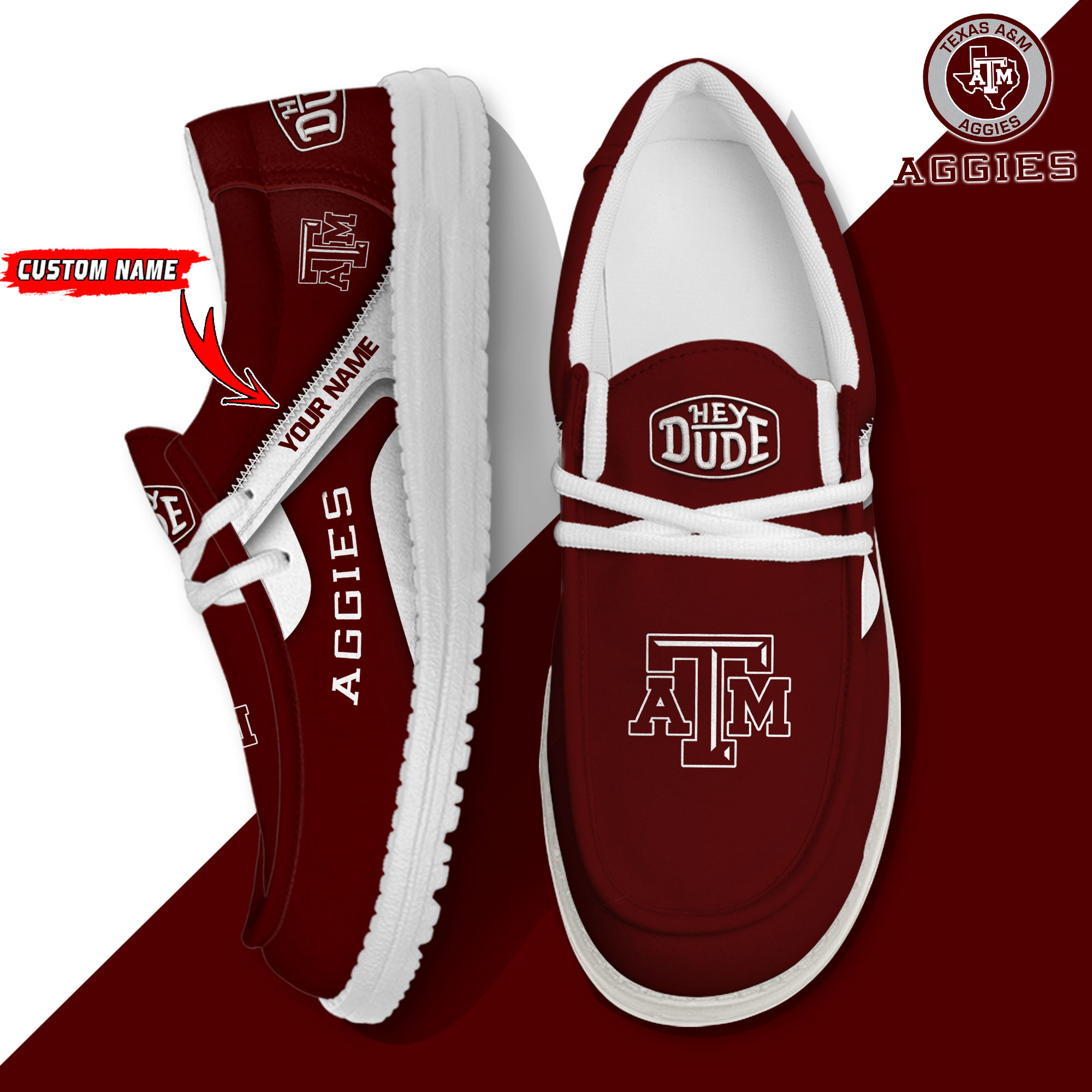 footwearelite texas am aggies custom name hey dude shoes 0y4mj