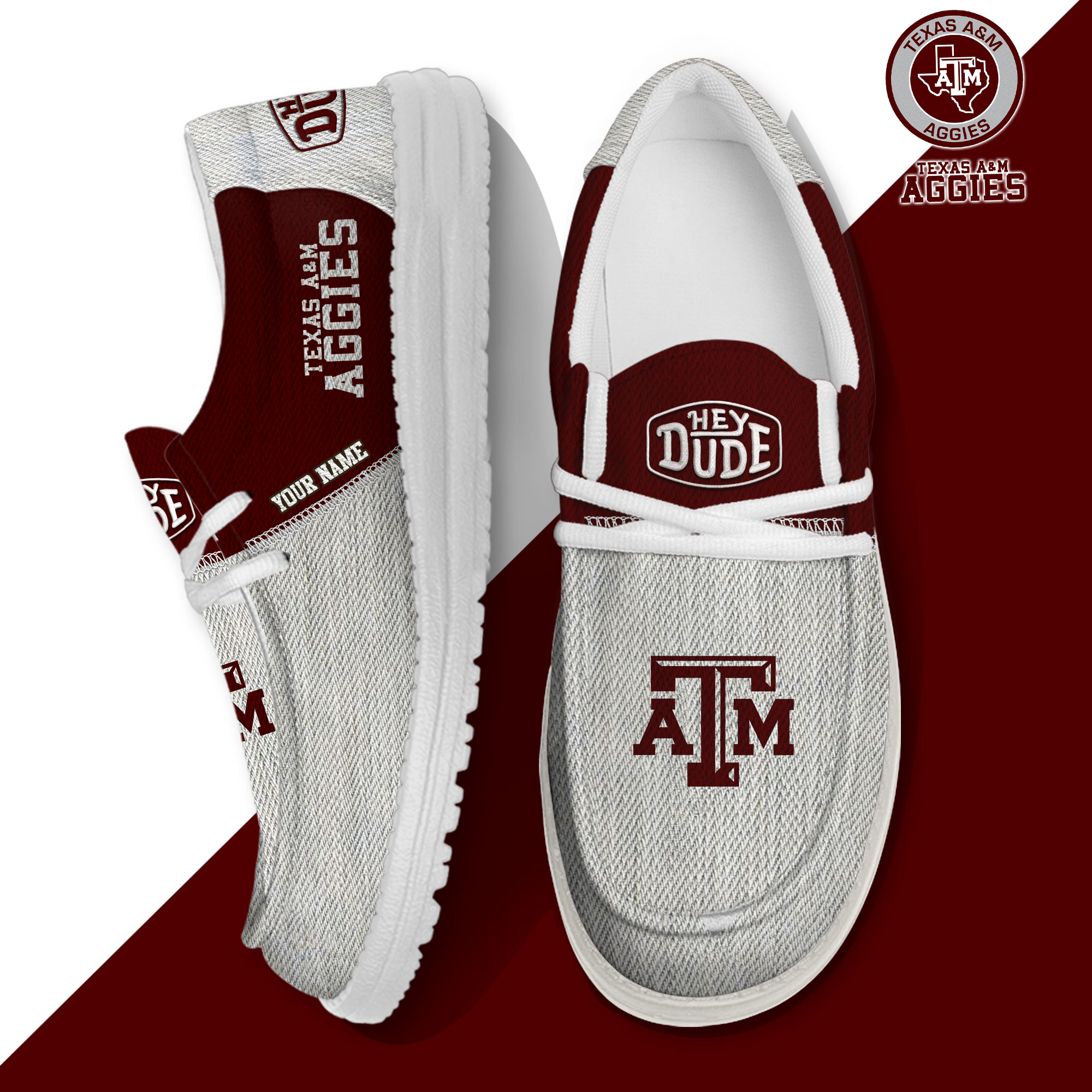 footwearelite texas am aggies custom name hey dude shoes 4myc5