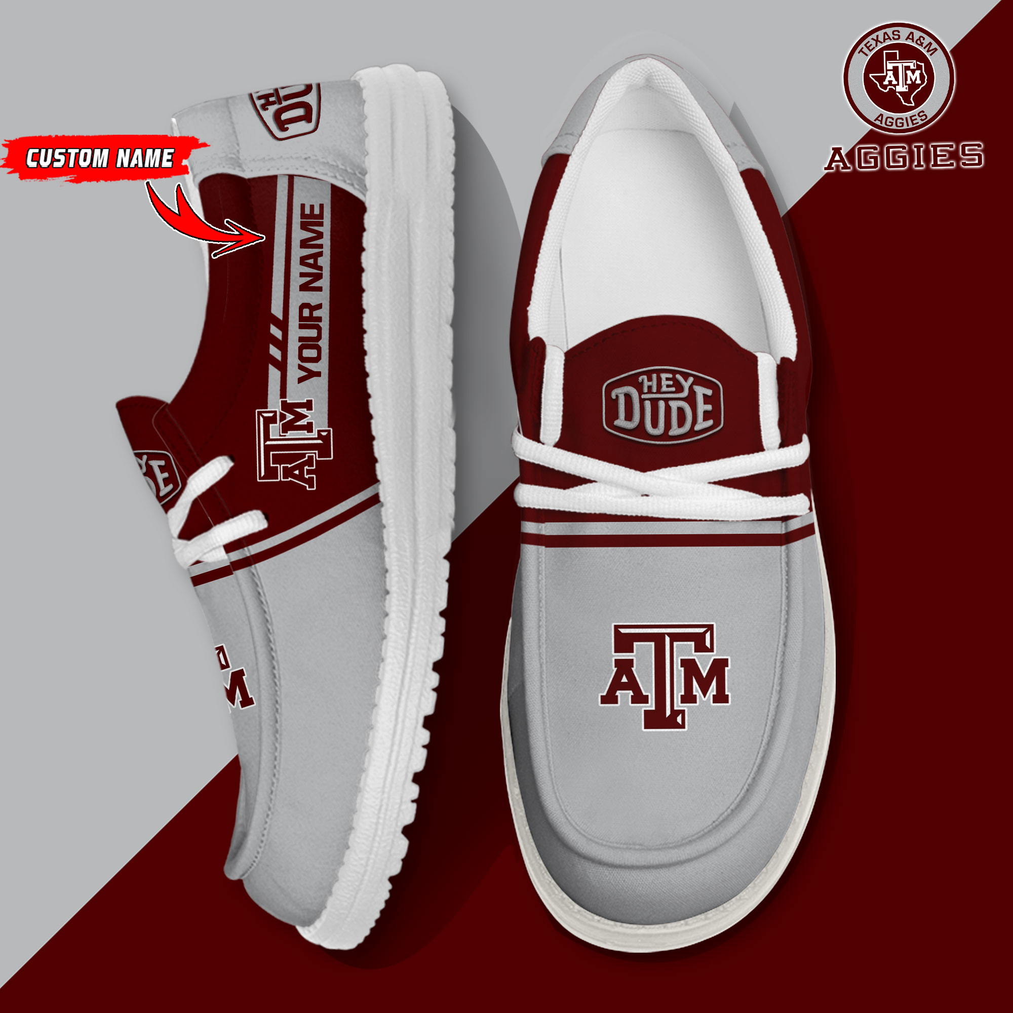 footwearelite texas am aggies custom name hey dude shoes 9mthf