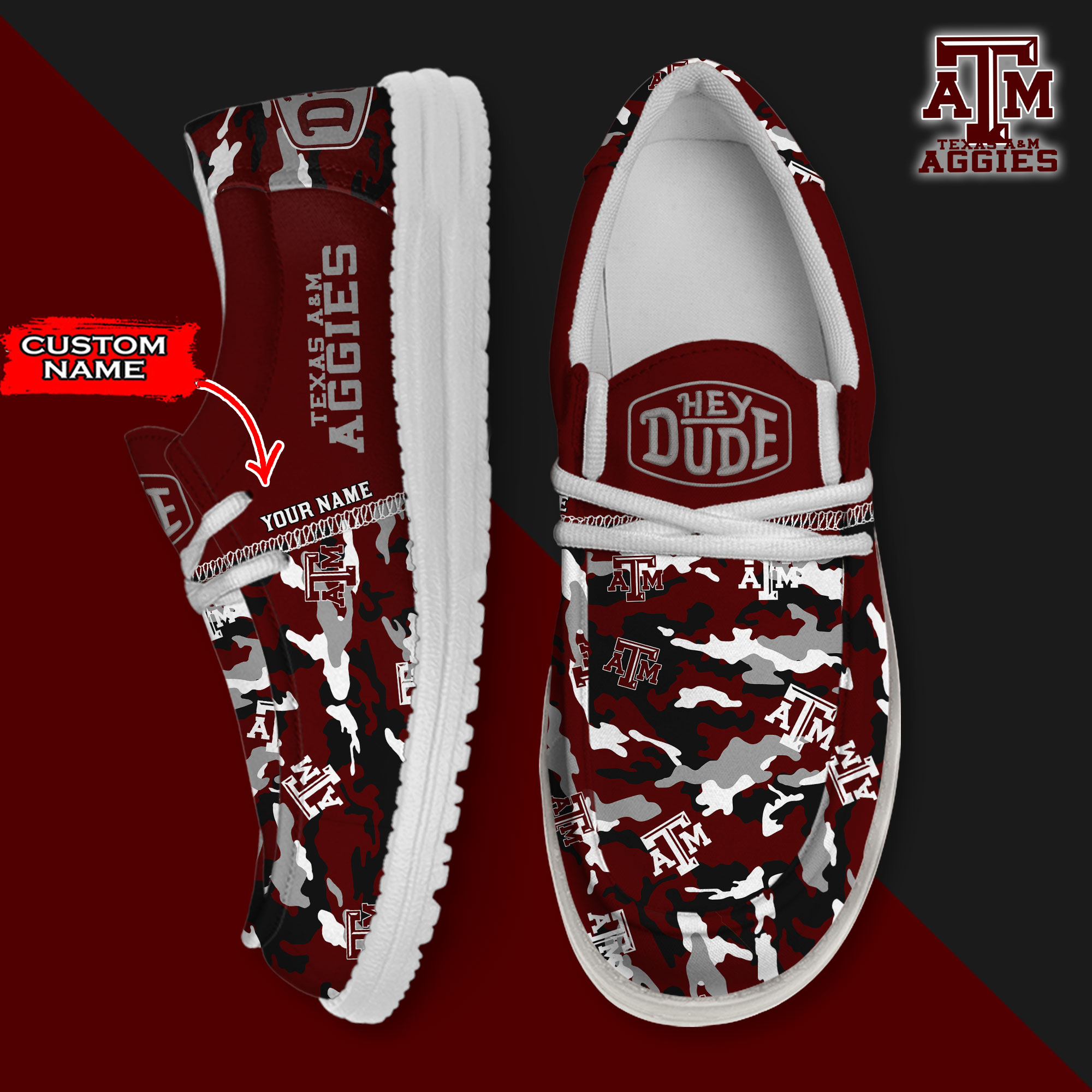 footwearelite texas am aggies custom name hey dude shoes ajamq