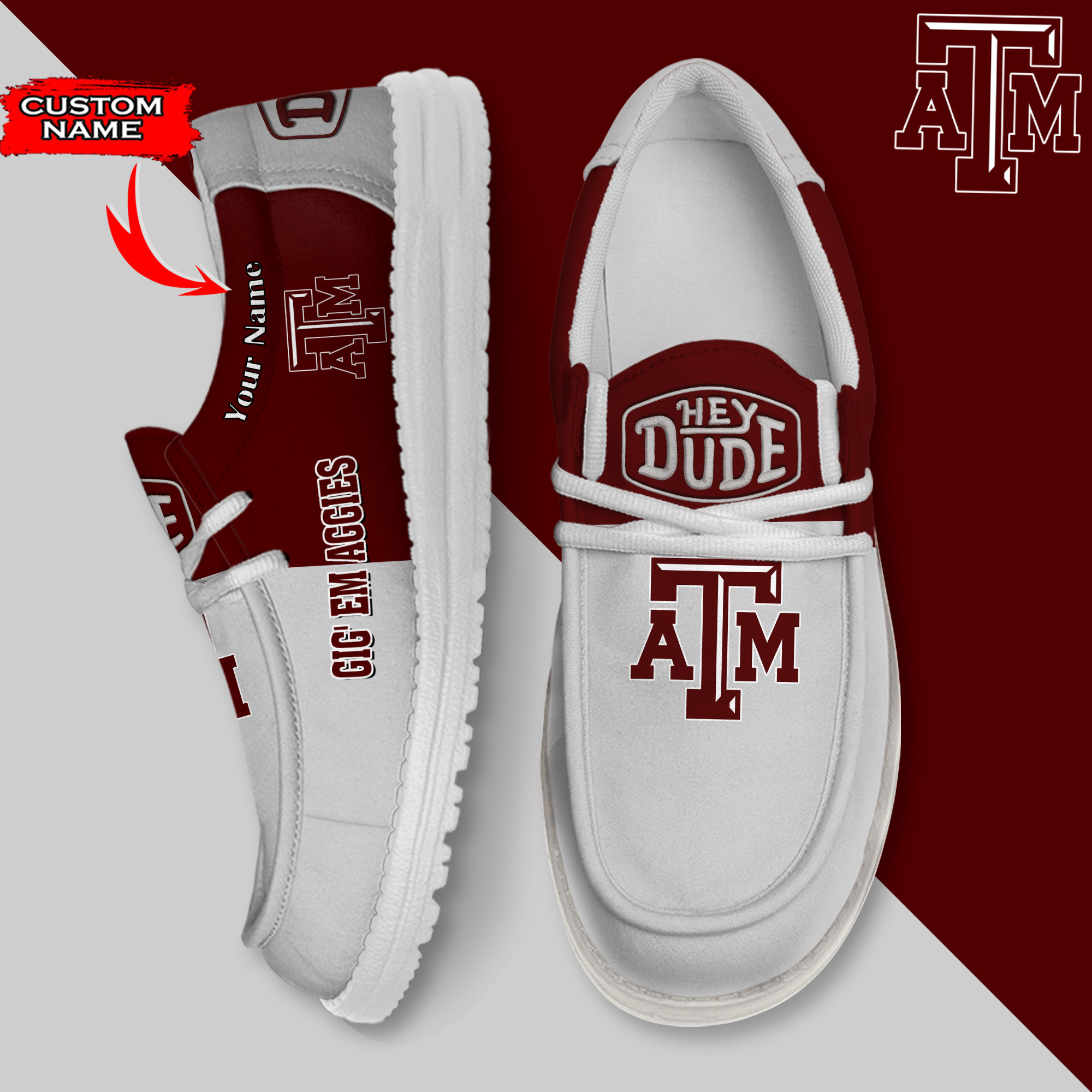 footwearelite texas am aggies custom name hey dude shoes wvfqz