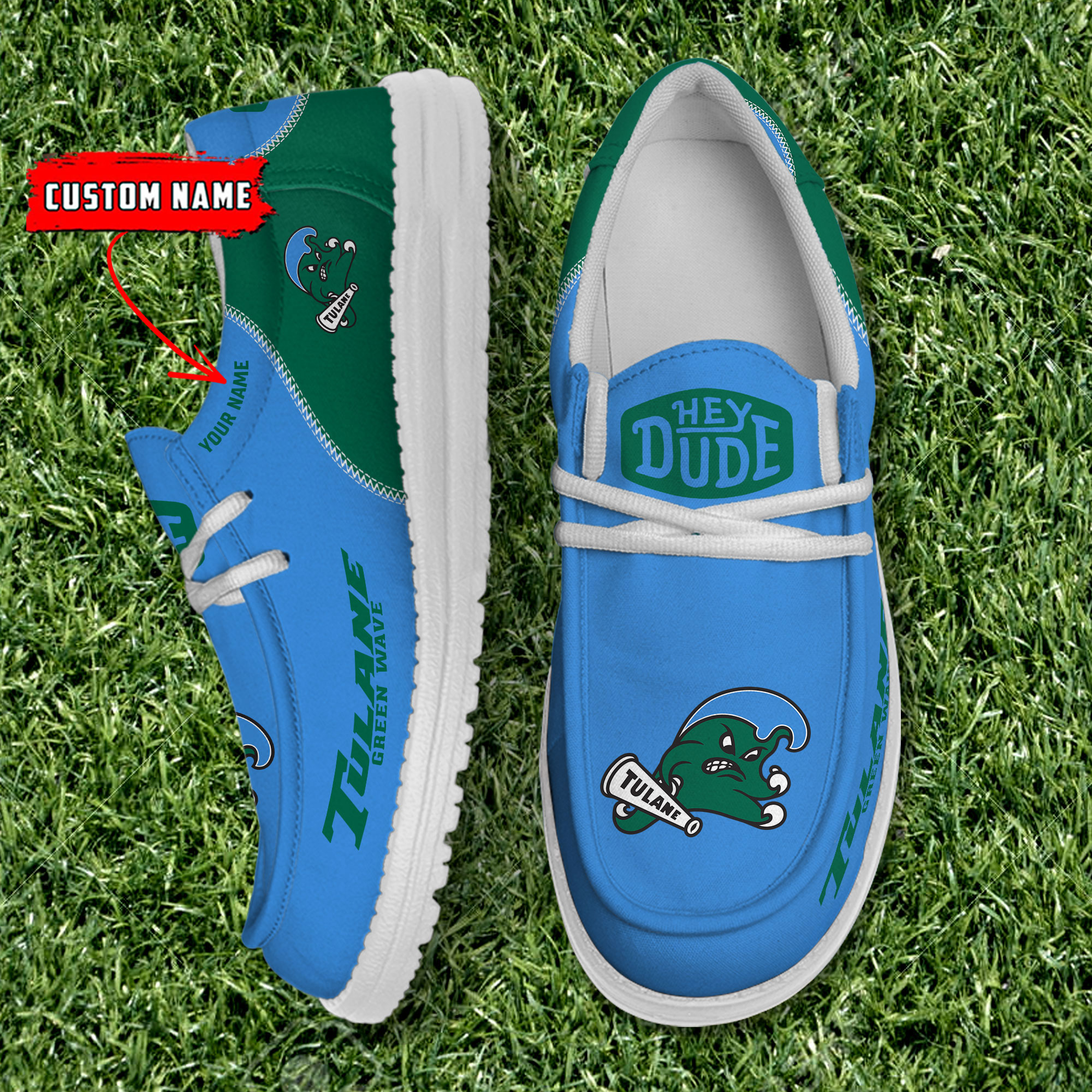 footwearelite tulane green wave custom name hey dude shoes 5phqm