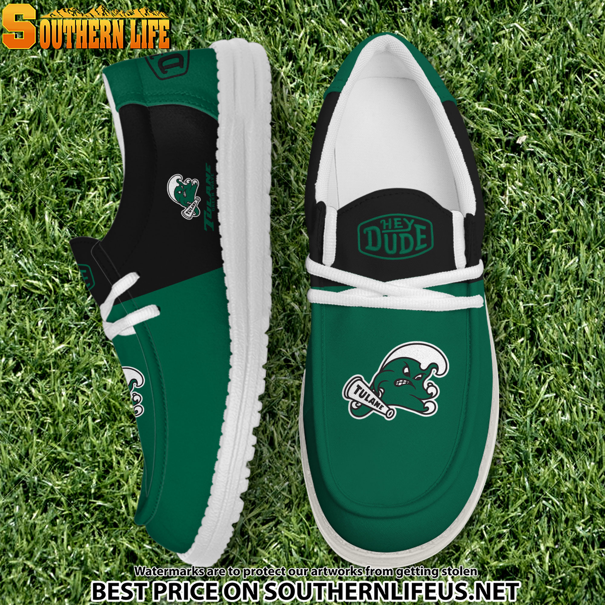 footwearelite tulane green wave custom name hey dude shoes odhls