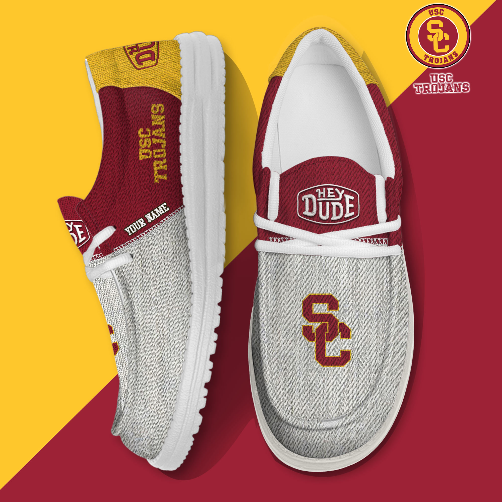 footwearelite usc trojans custom name hey dude shoes glhsj