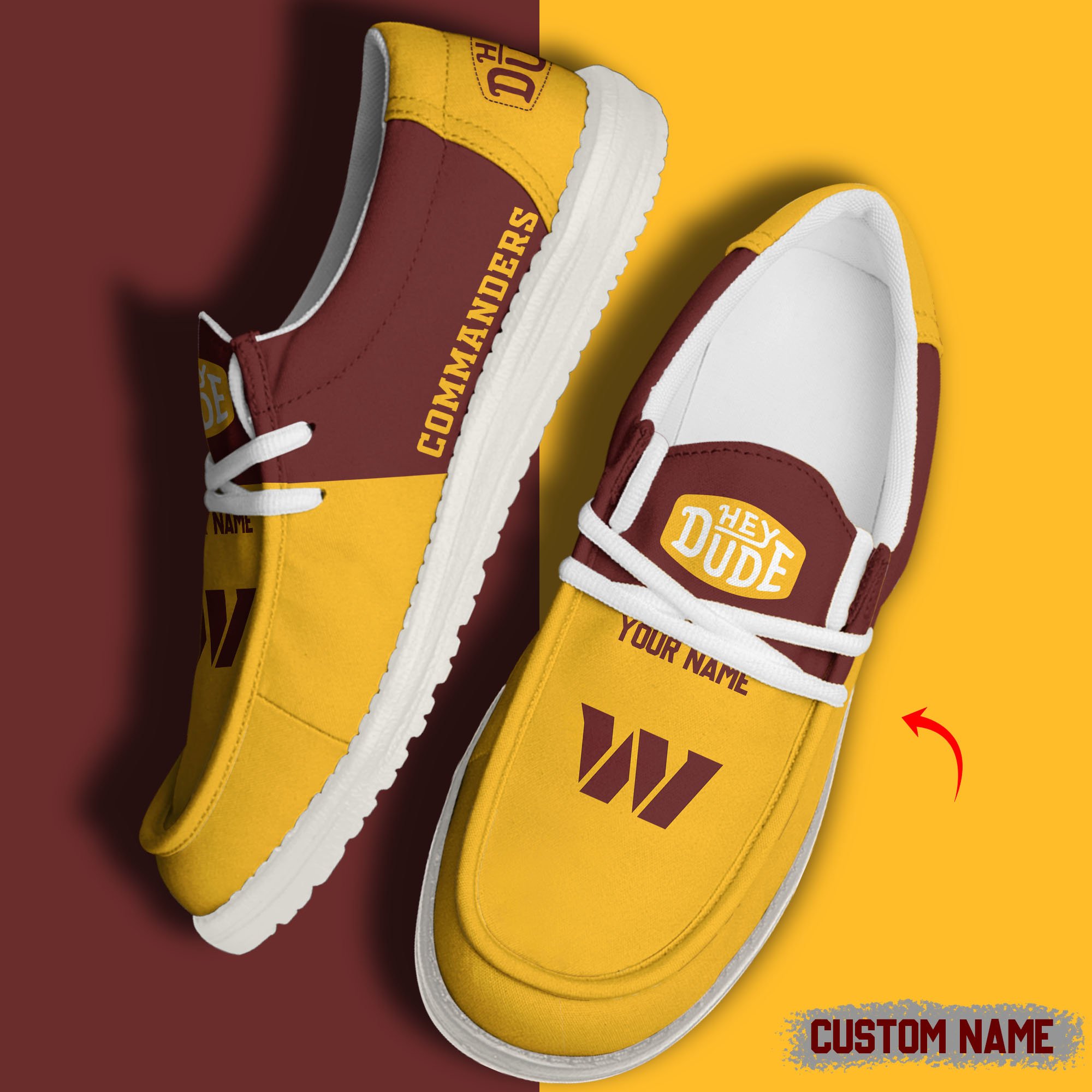 footwearelite washington commanders custom name hey dude shoes hnbtb