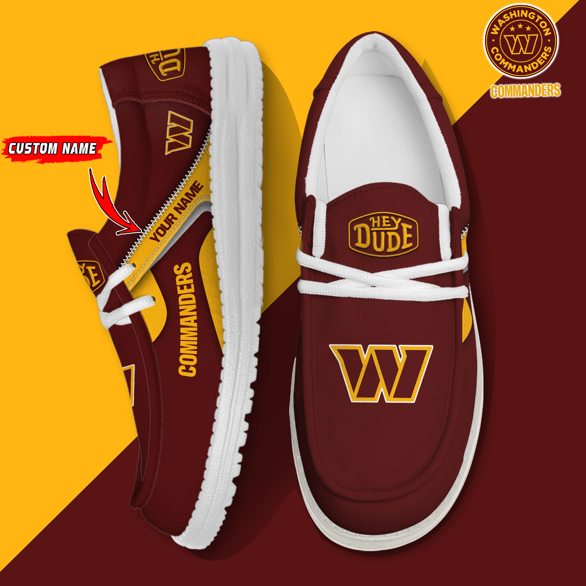 footwearelite washington commanders custom name hey dude shoes q9qbe