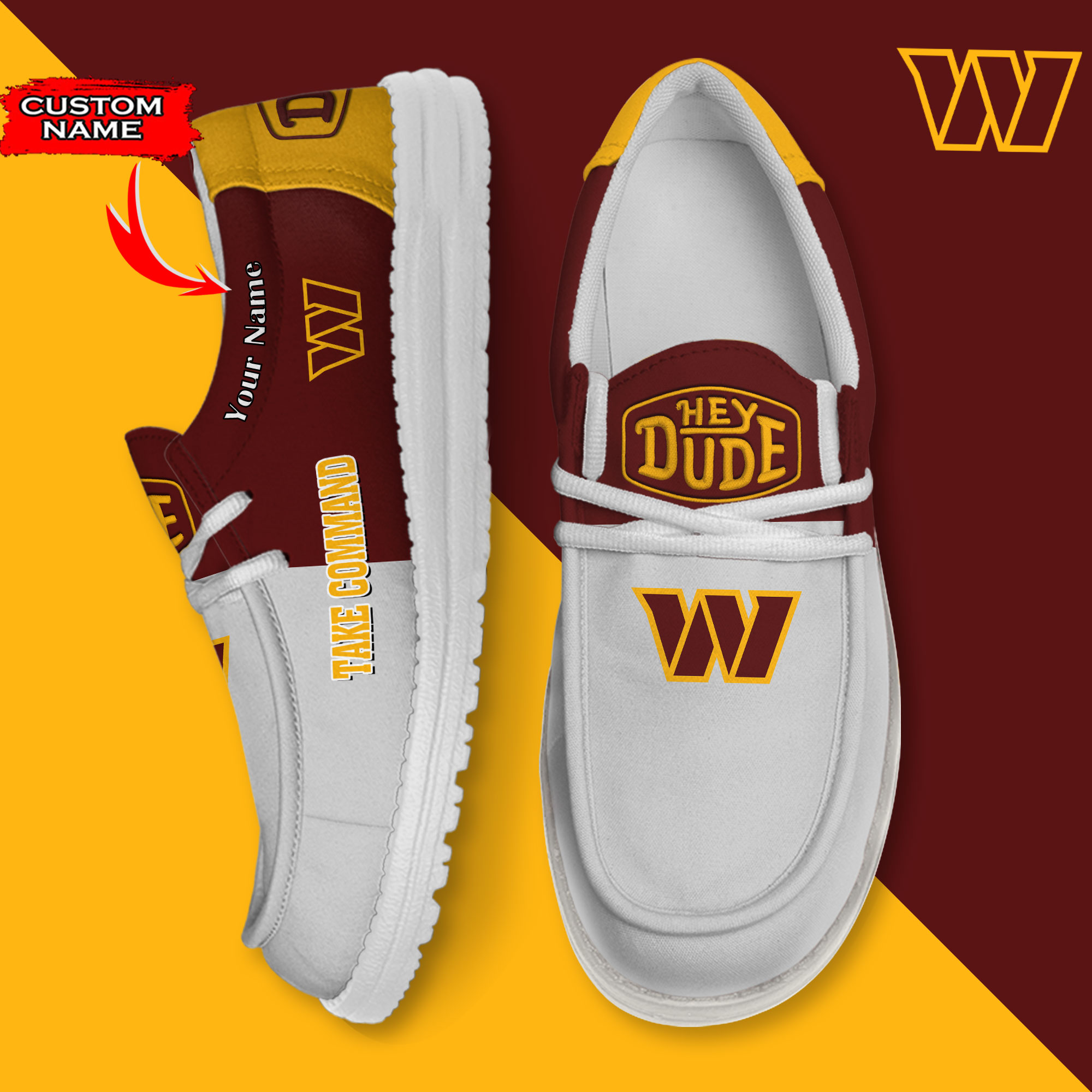 footwearelite washington commanders custom name hey dude shoes rhkwu