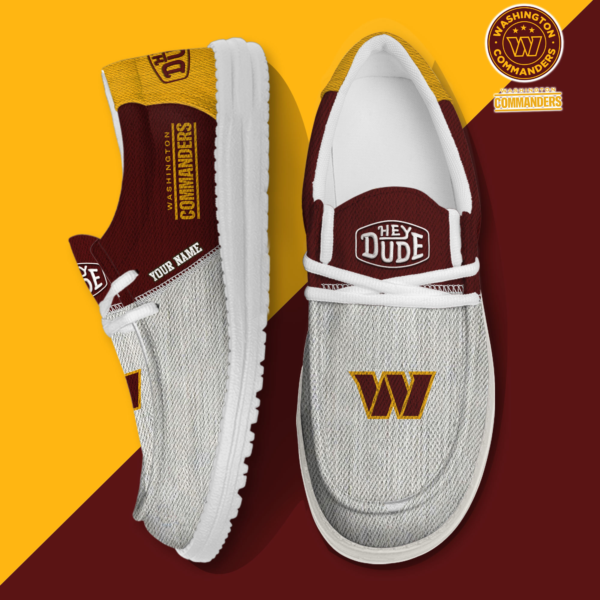 footwearelite washington commanders custom name hey dude shoes rukuw