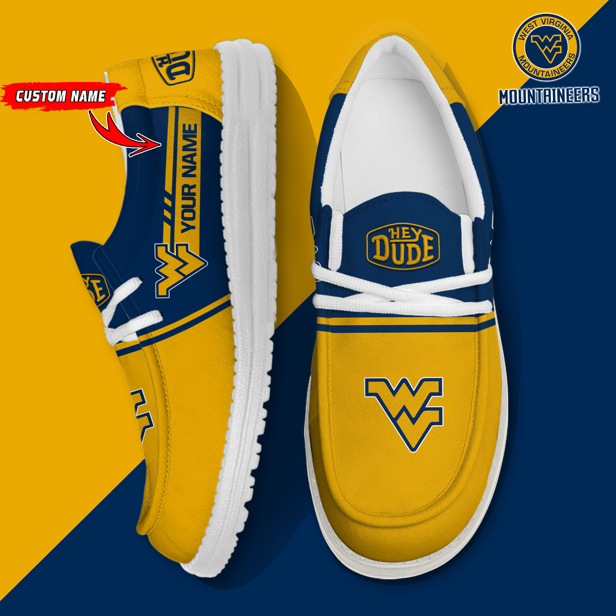 footwearelite west virginia mountaineers custom name hey dude shoes emoyt