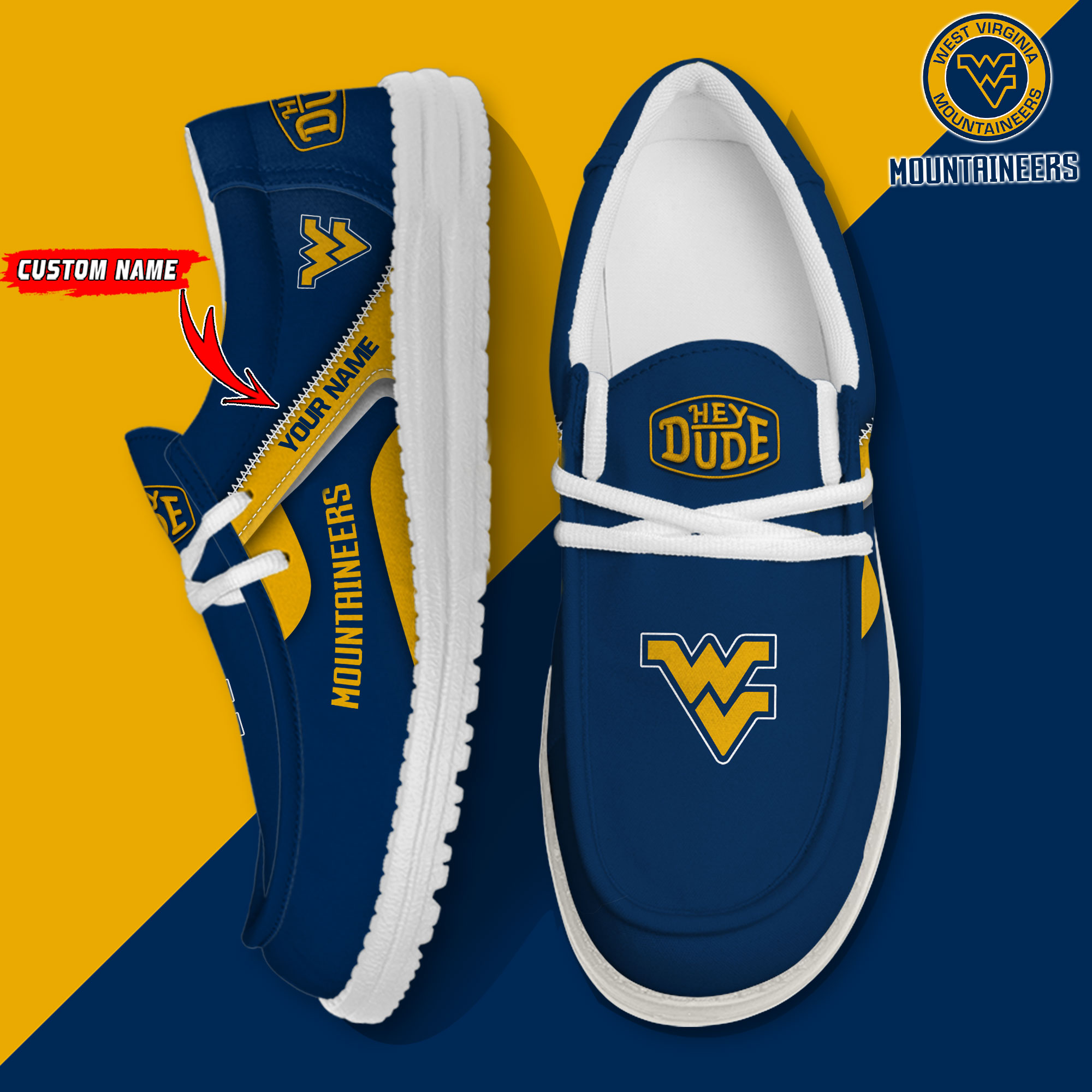 footwearelite west virginia mountaineers custom name hey dude shoes etdi5