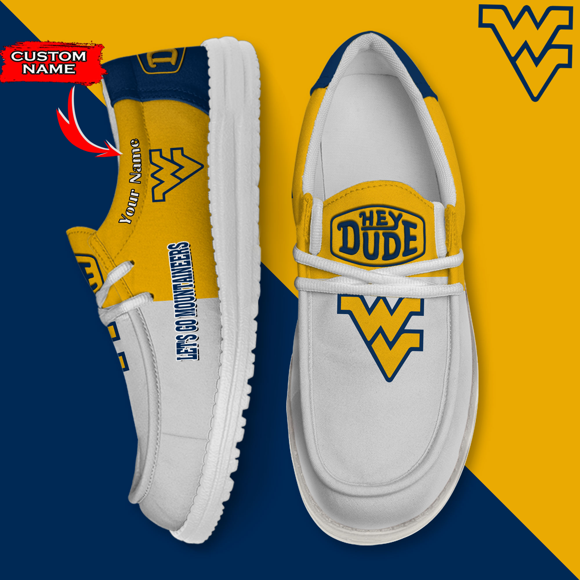 footwearelite west virginia mountaineers custom name hey dude shoes xggmf