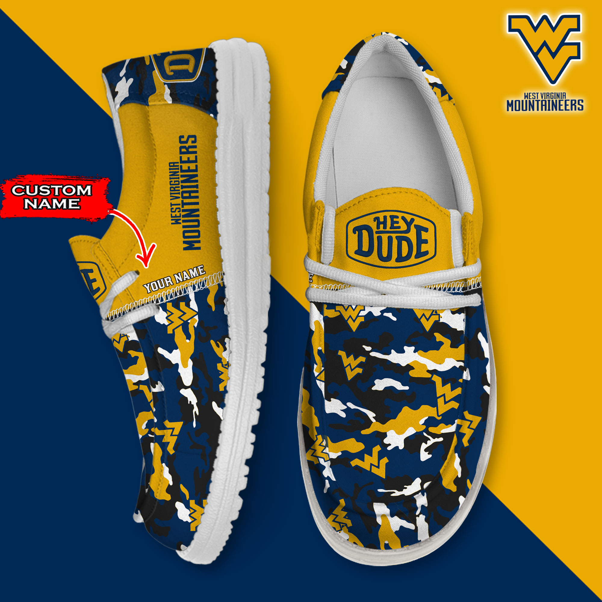 footwearelite west virginia mountaineers custom name hey dude shoes zrlsc