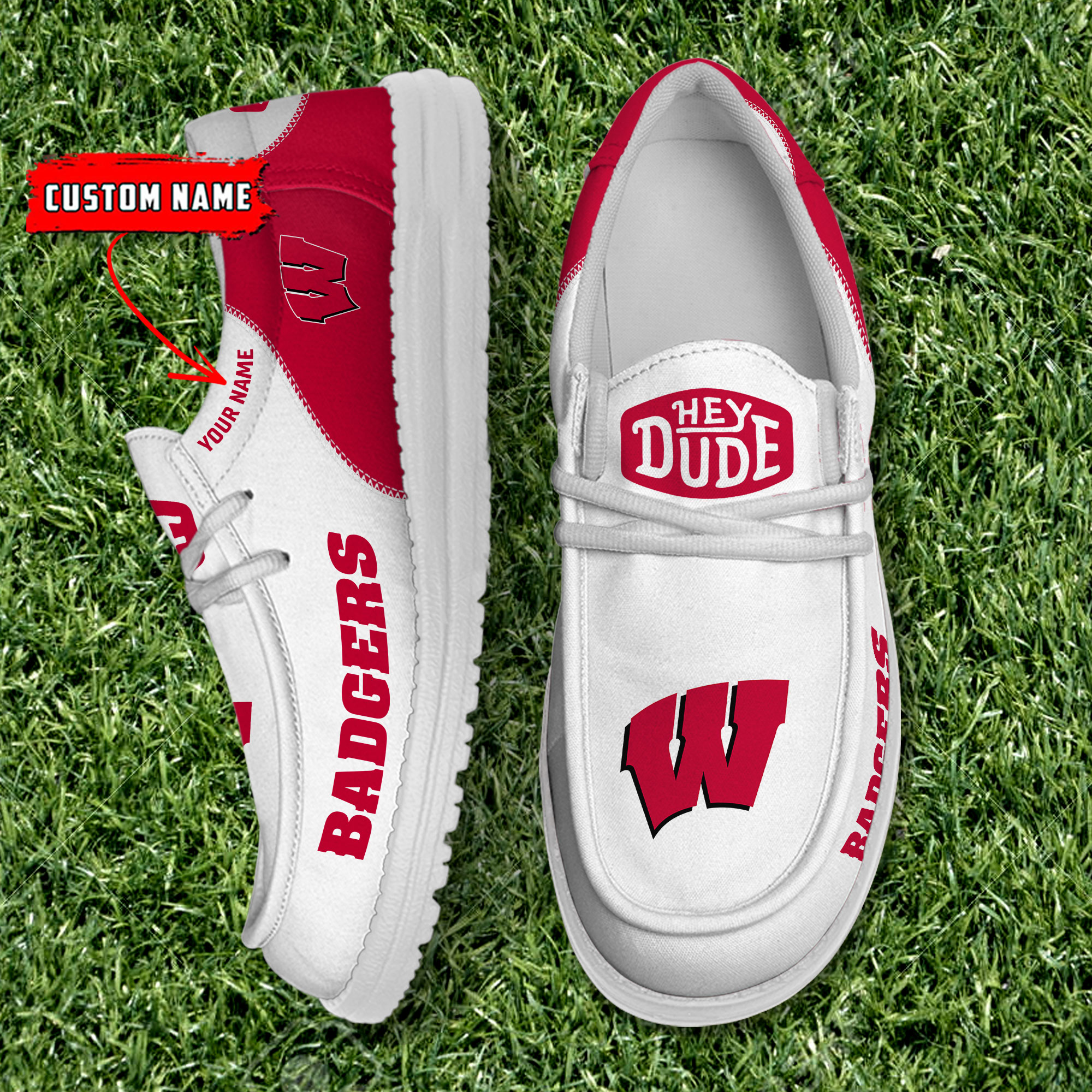 footwearelite wisconsin badgers custom name hey dude shoes 4dfsm